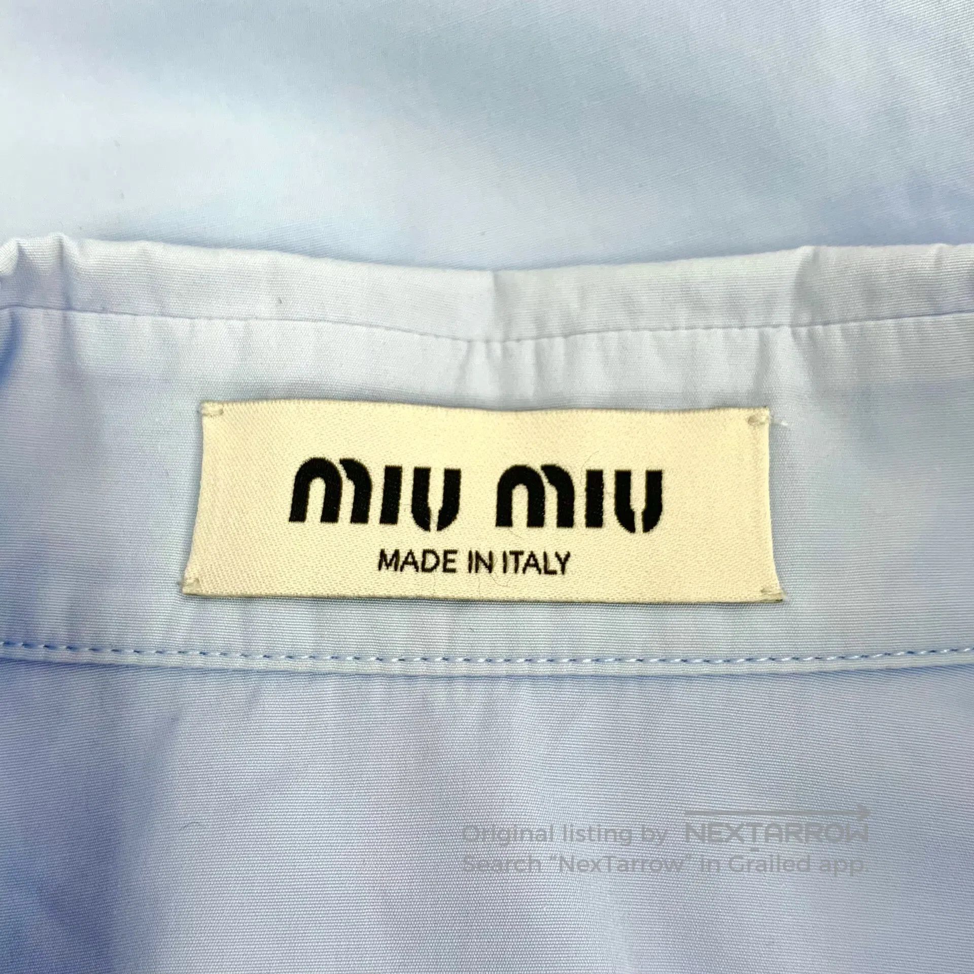 Miu Miu Miu Miu Light blue logo embroidered cotton collar long-sle Size XS / US 0-2 / IT 36-38 - 6 Thumbnail