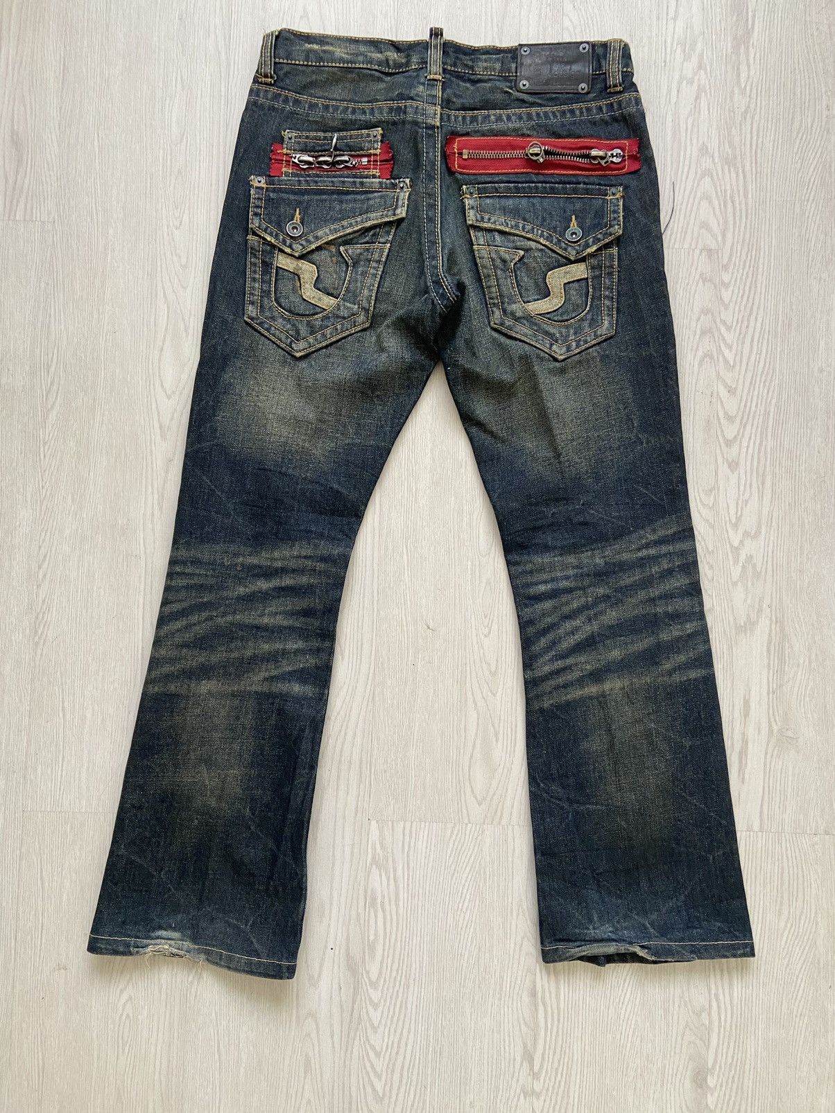 If Six Was Nine × Le Grande Bleu (L.G.B.) × semanticdesign Vintage Semantic Design Zipper Cowhide Flare Denim Pants Size US 32 / EU 48 - 6 Thumbnail