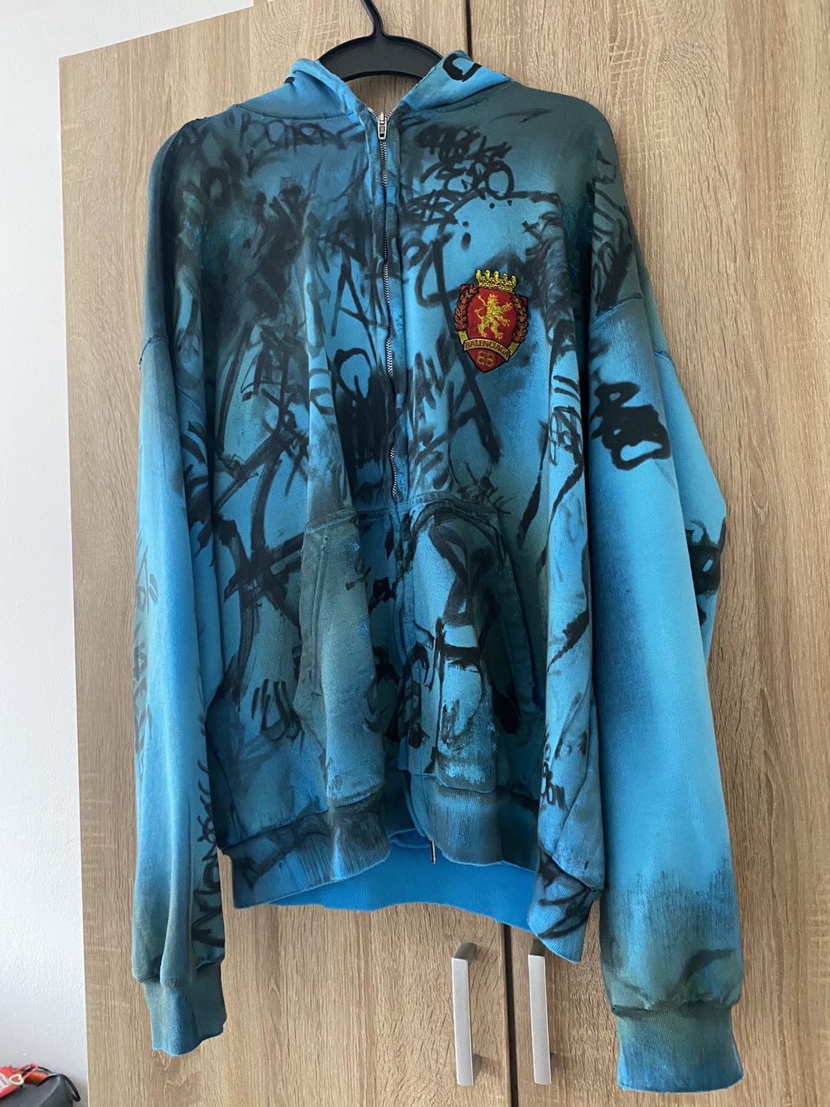 image of Balenciaga Skater Hoodie in Blue, Men's (Size Small)