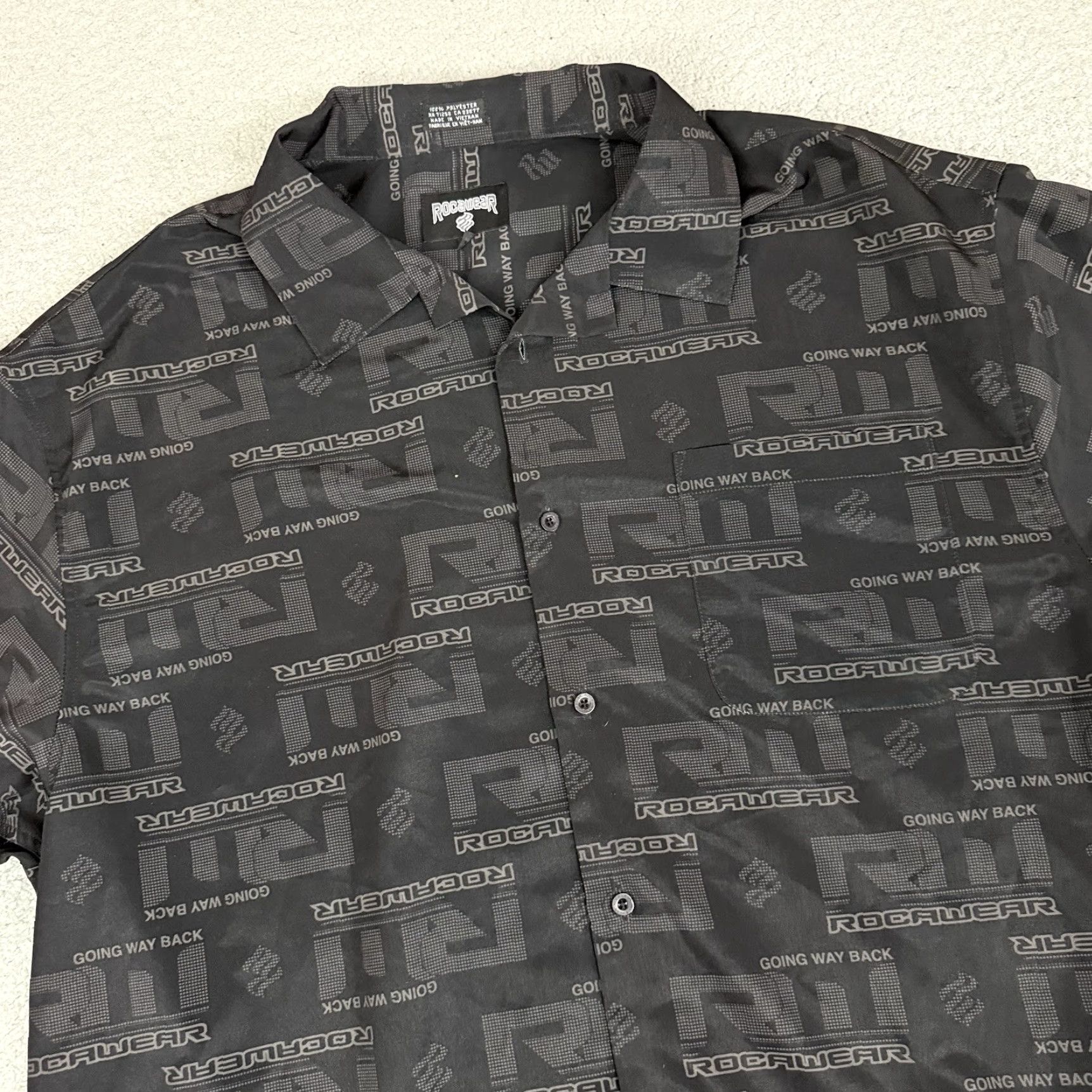 Rocawear VINTAGE Rocawear Shirt Adult XL Black AOP Logo Button Up Retro Y2K Rare Dazzle Mens Size US XL / EU 56 / 4 - 2 Thumbnail