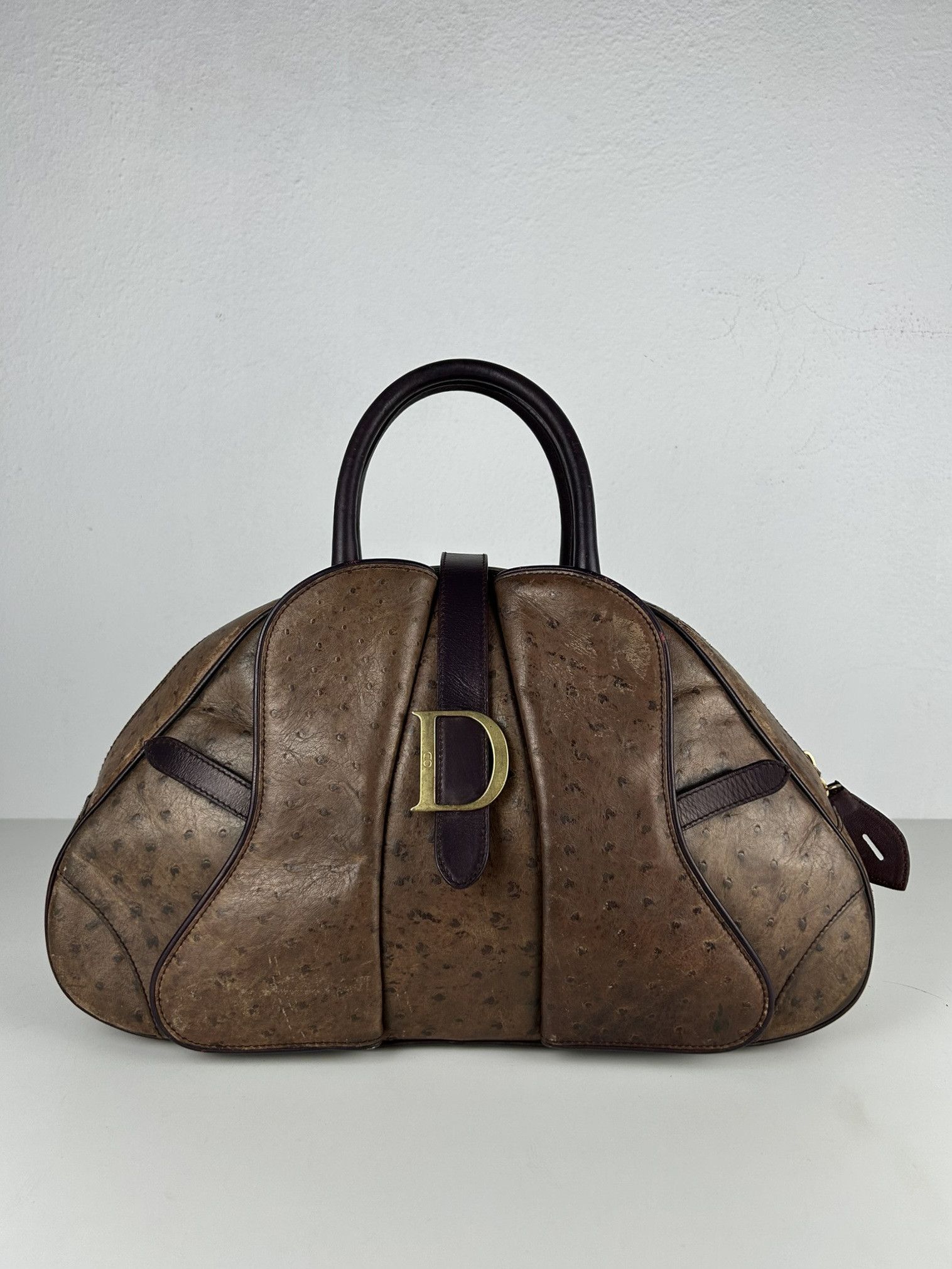 Dior 2000 Dior by John Galliano double saddle leather bowling bag Size ONE SIZE - 1 Thumbnail