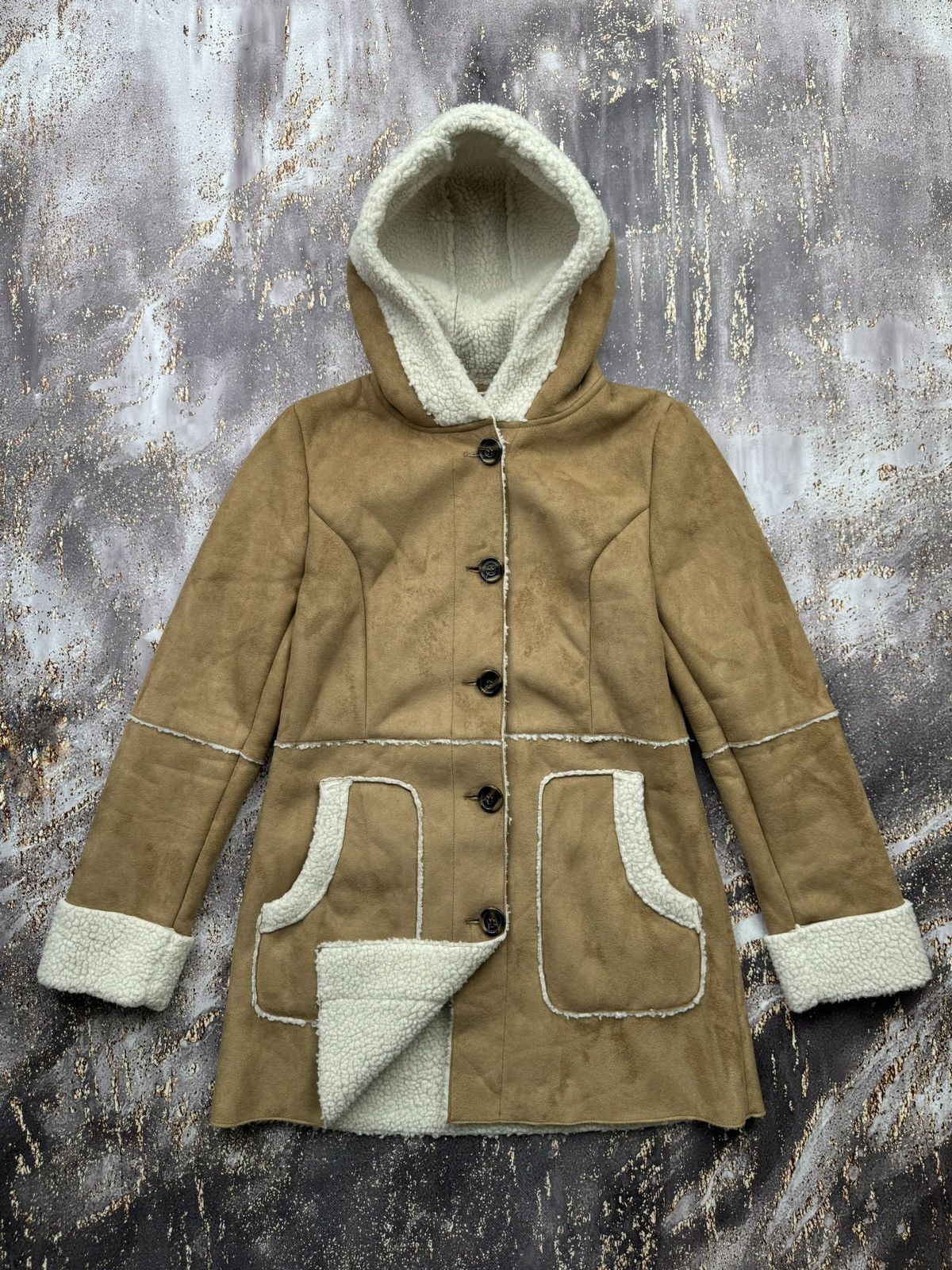 Japanese Brand Vintage Faux Sheepskin Hoodie Coat Size S / US 4 / IT 40 - 1 Thumbnail