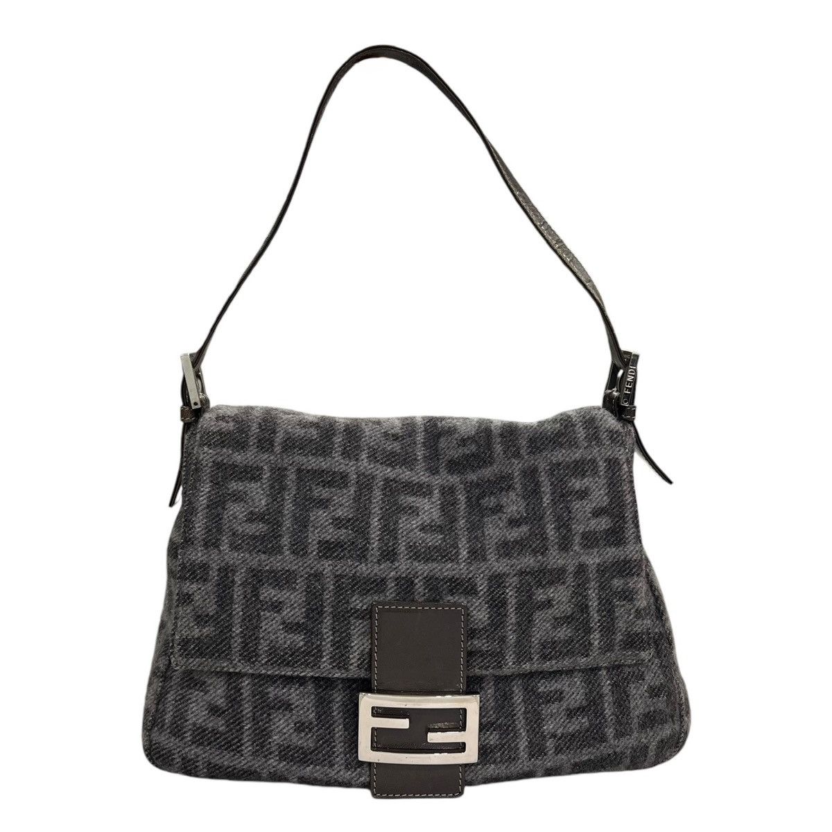 Fendi Zucca Cashmere Mamma Baguette Shoulder Bag in Grey, Women's