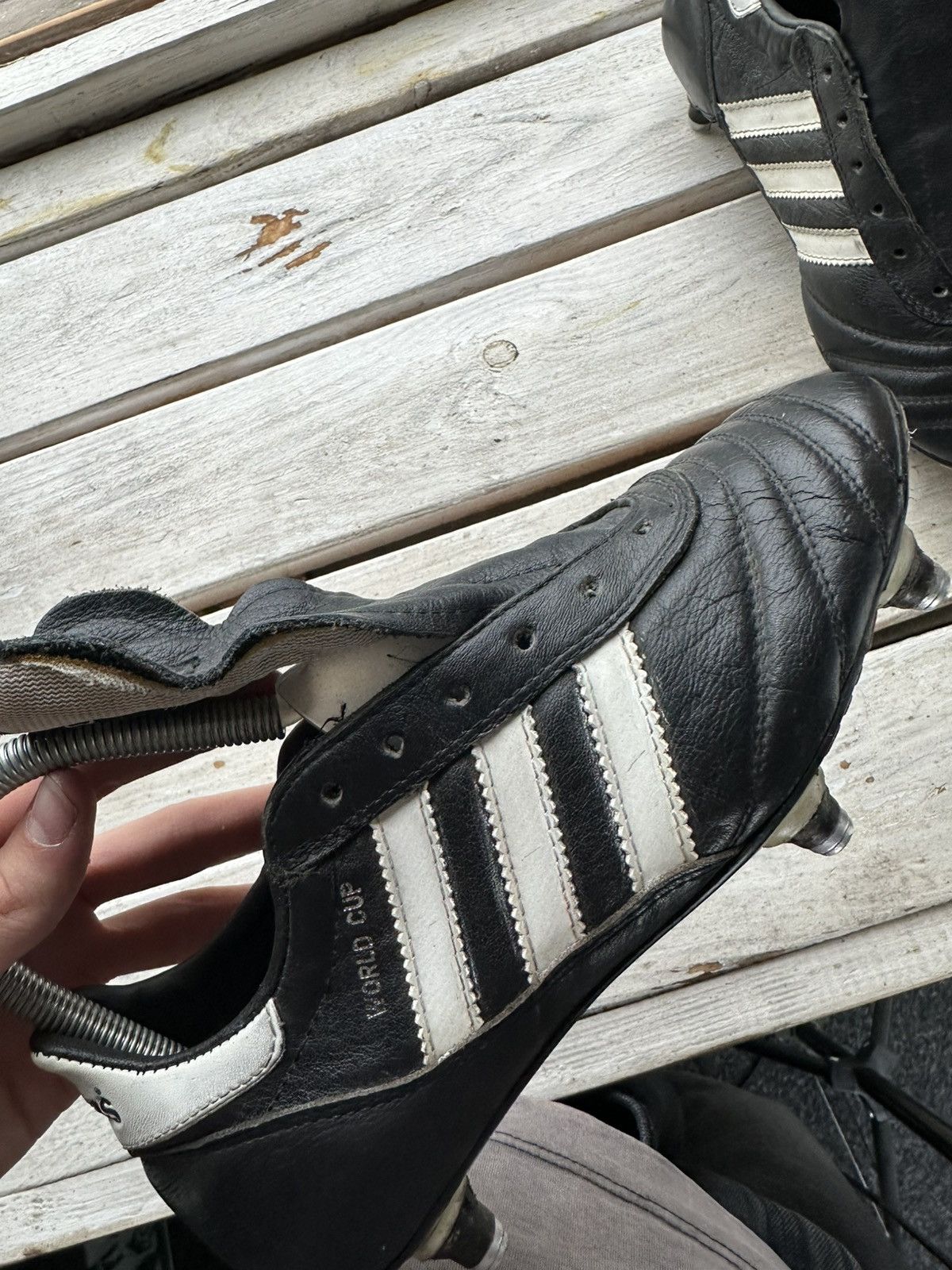 Adidas 🚨RARE ADIDAS 1996 WORLD CUP UNISEX BLACK LEATHER FOOTBAL Size US 5 / EU 37 - 9 Thumbnail