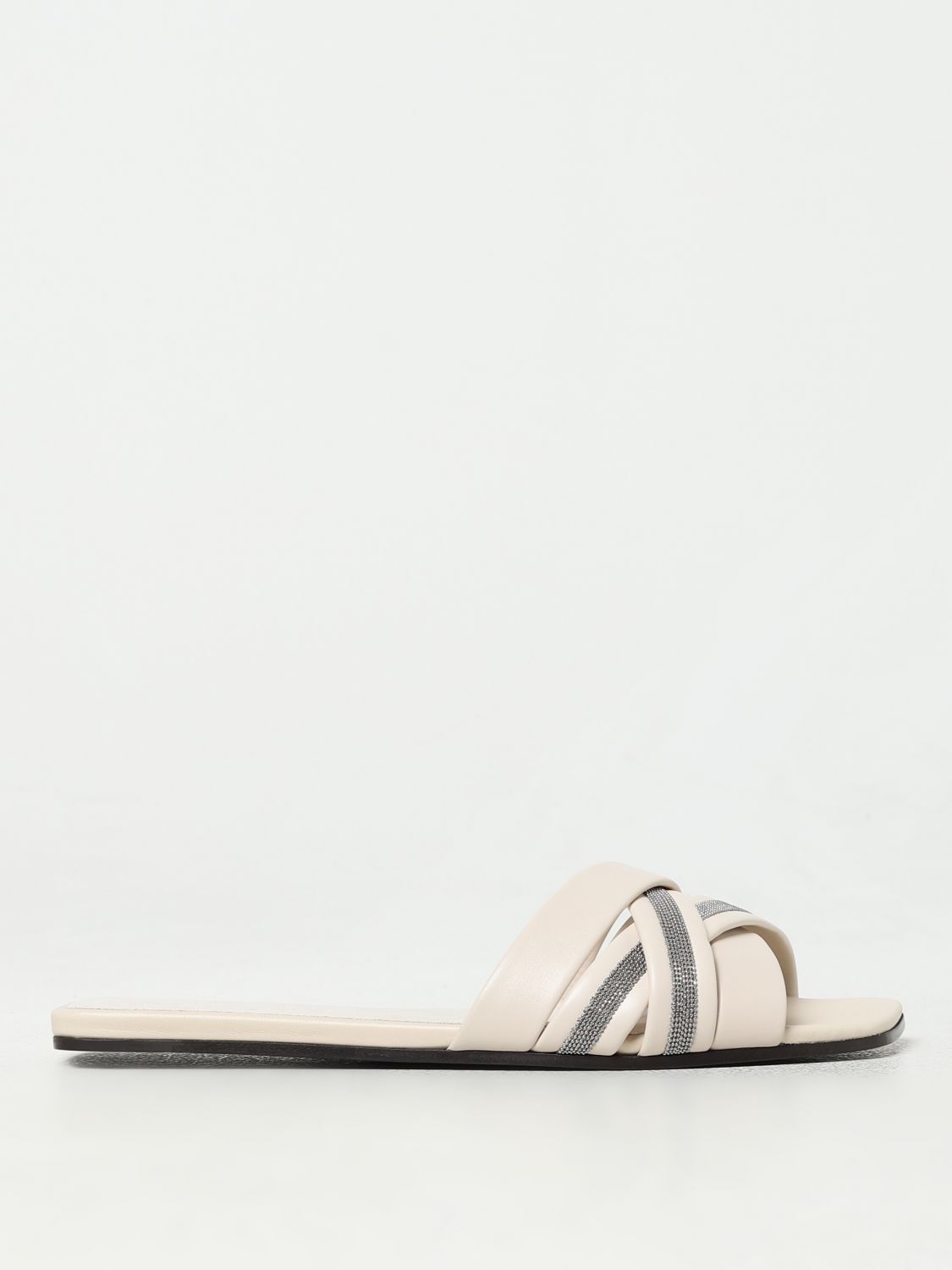 image of Brunello Cucinelli Flat Sandals Woman Yellow Cream, Women's (Size 11)