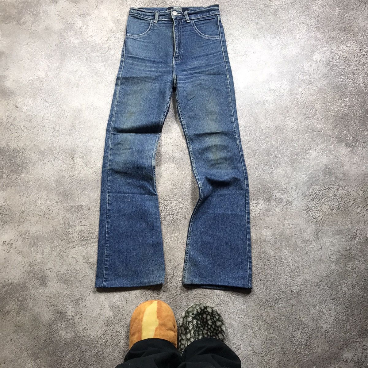 Vintage Vintage 90s Faded Distressed Wide Leg Jeans Grunge Logo 25 Size 25" / US 0 / IT 36 - 2 Thumbnail