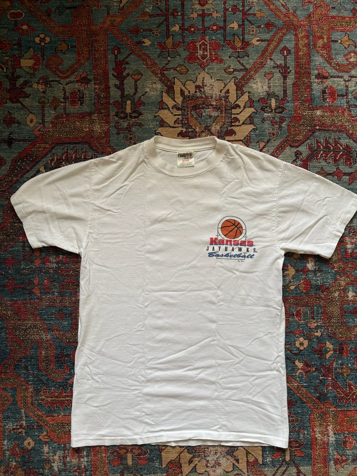 Vintage Kansas Jayhawks Basketball Single Stitch Tee Size US M / EU 48-50 / 2 - 1 Thumbnail