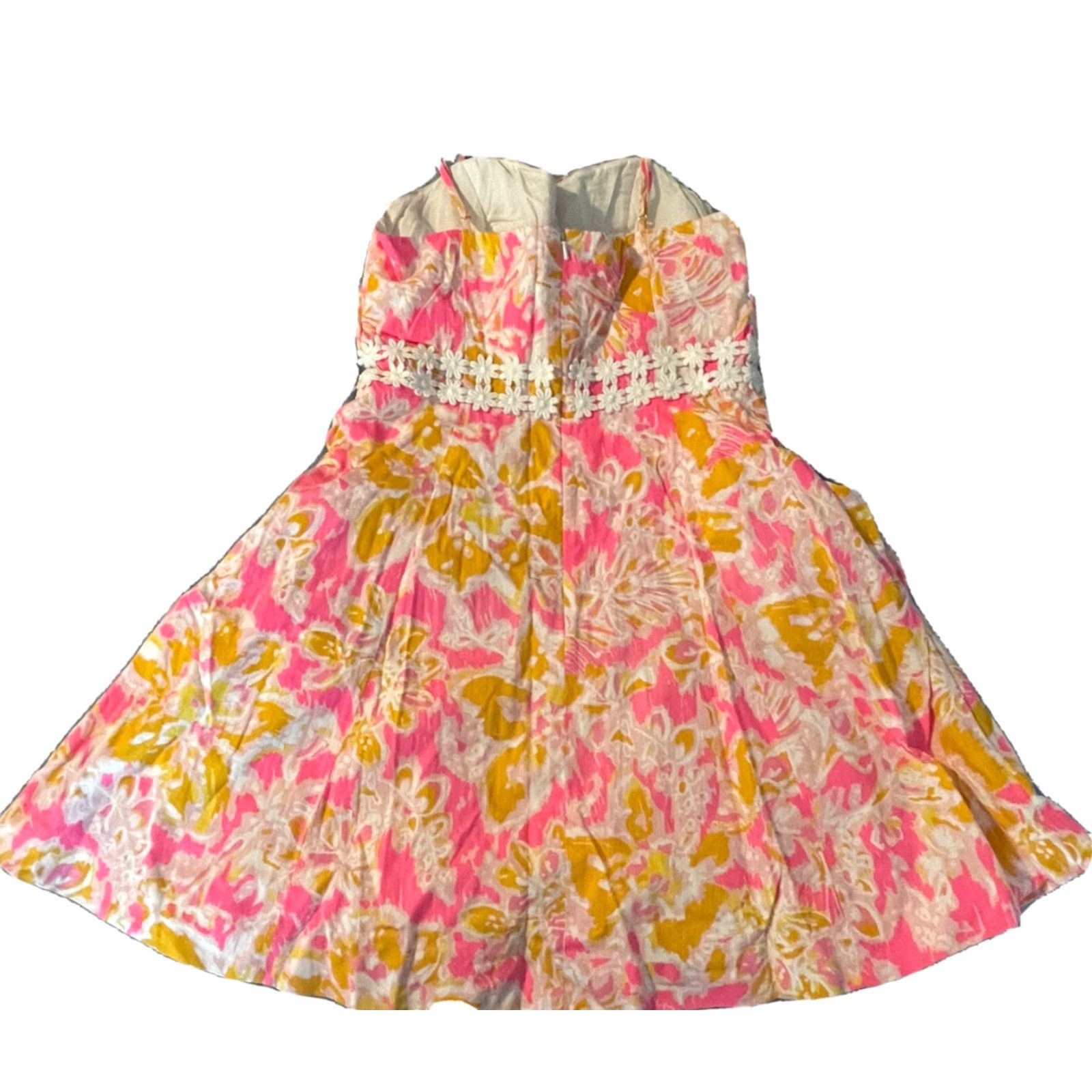 Lilly Pulitzer VINTAGE Lilly Pulitzer Womens Dress Floral Pink Yellow Lenore Sz 8 Sleeveless Zip Fit & Flare Strappy Short Womens Size M / US 6-8 / IT 42-44 - 5 Thumbnail