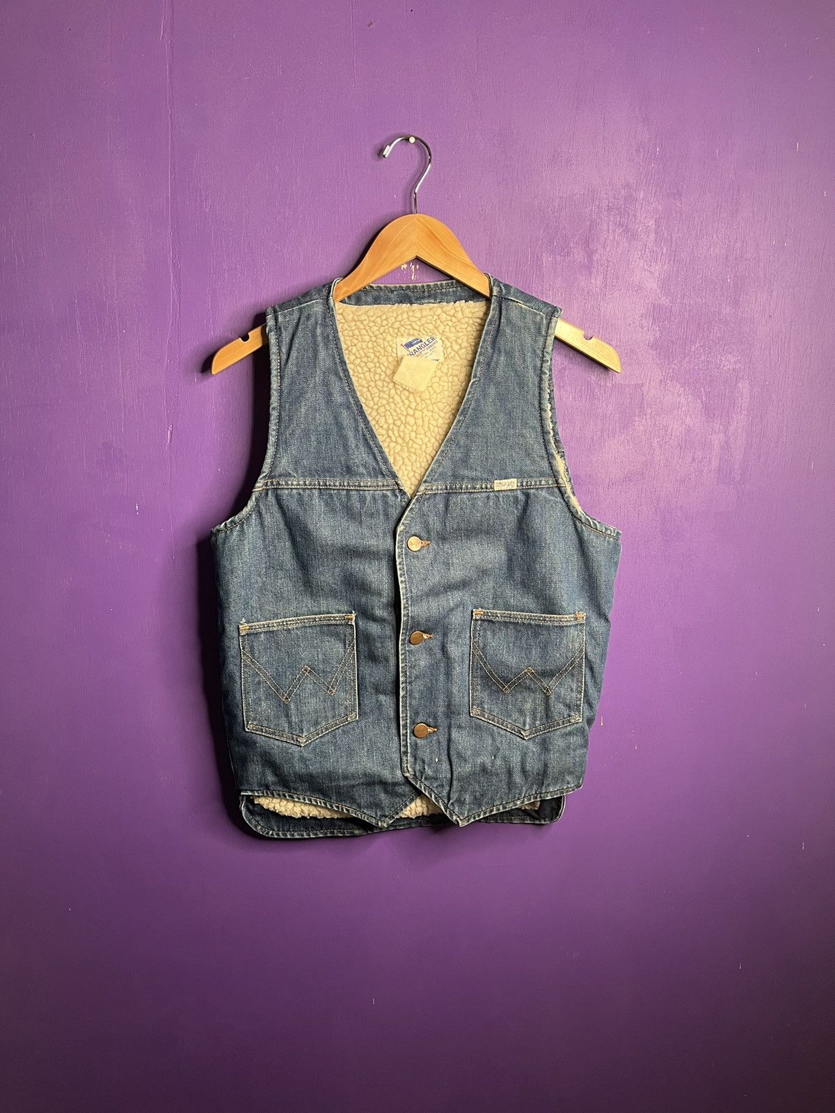 Vintage × Wrangler Vintage 70s/80s Wrangler Sherpa lined denim vest Size US M / EU 48-50 / 2 - 1 Thumbnail