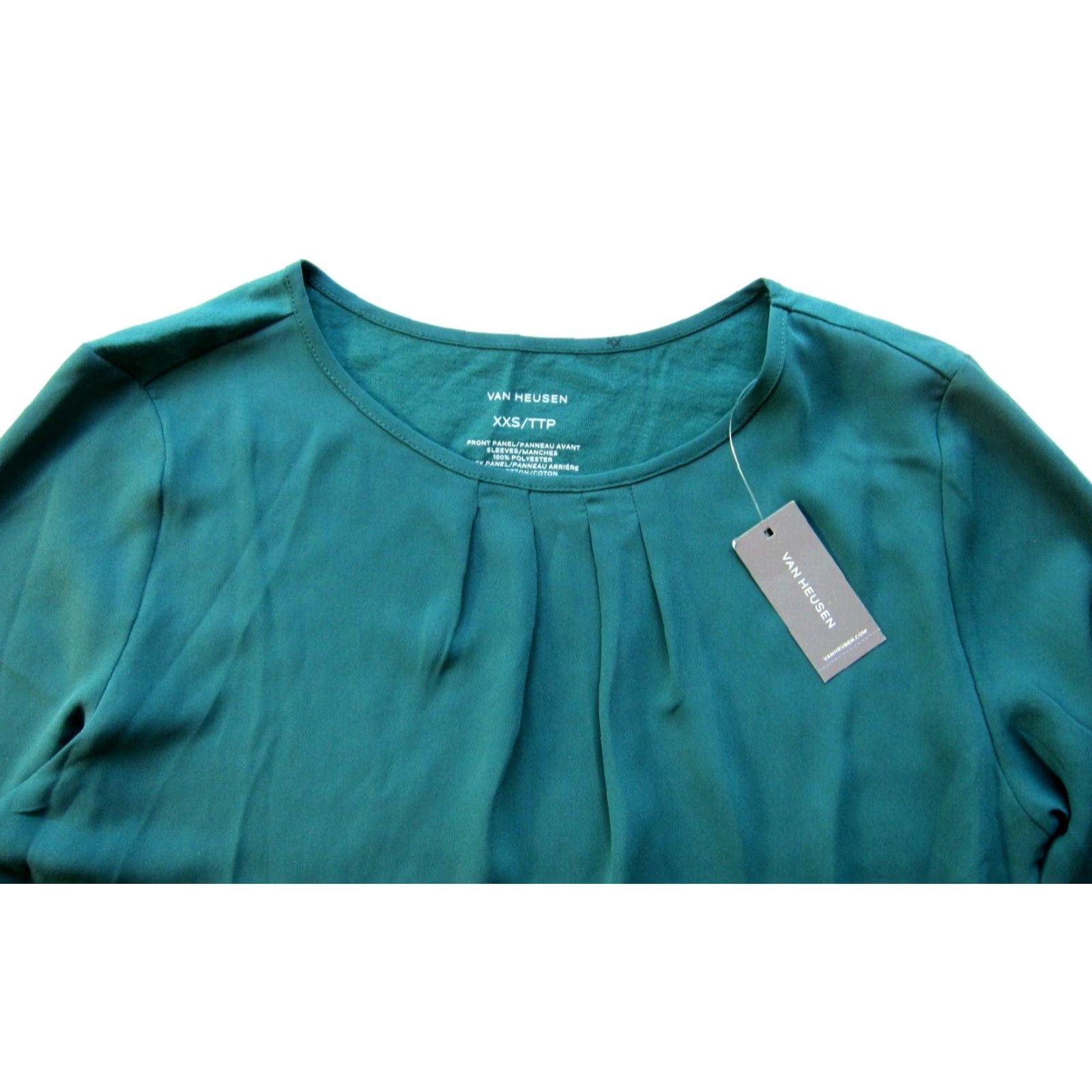 Van Heusen NWT Van Heusen Green 3/4 Sleeve Round Neck Tunic Blouse Woman XXS Size XXS / US 00 / IT 34 - 4 Thumbnail