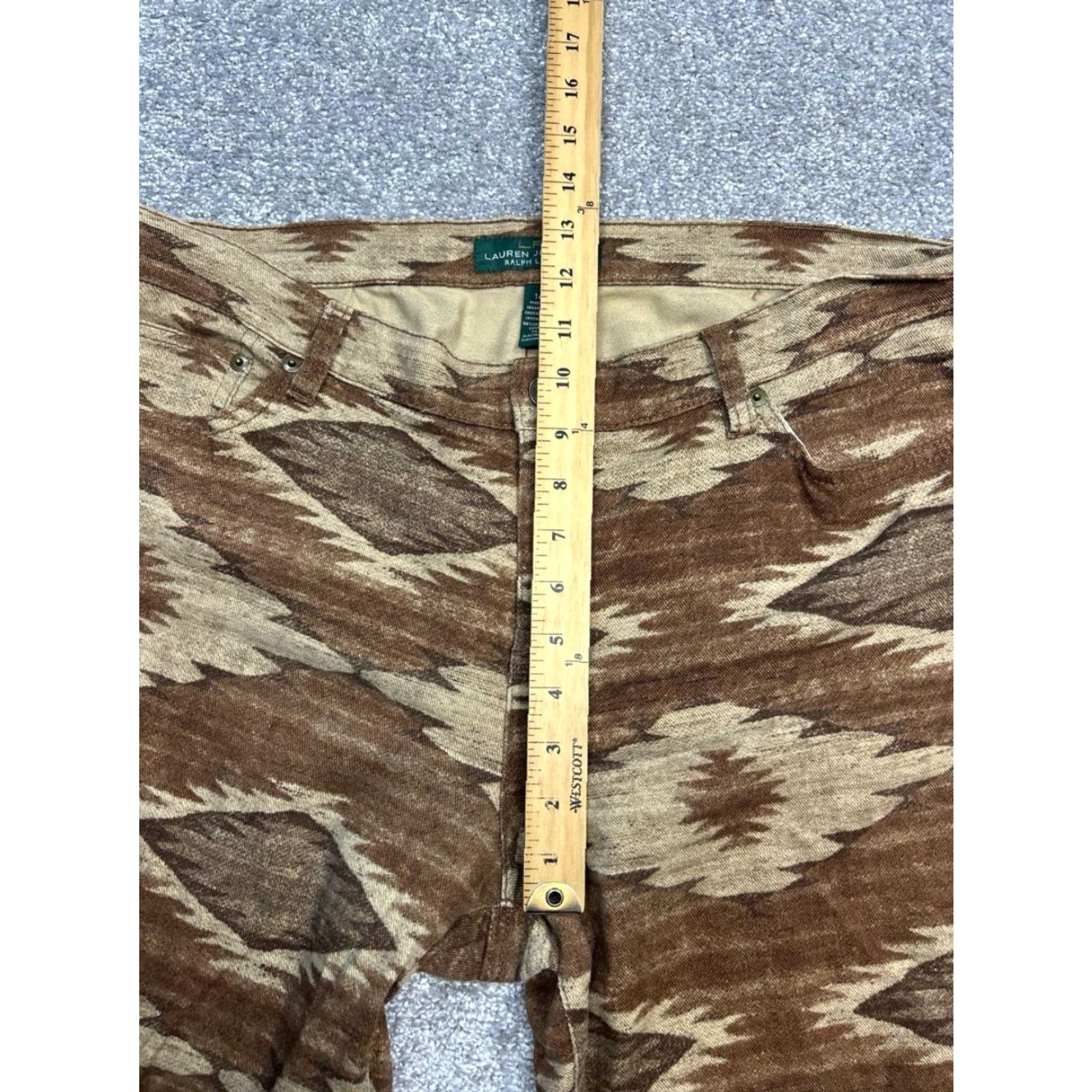 Ralph Lauren Lauren Ralph Lauren Jeans Womens 14 Brown Cotton Aztec Modern Straight Leg 36x31 Denim Size 36" / US 14 / IT 50 - 4 Thumbnail
