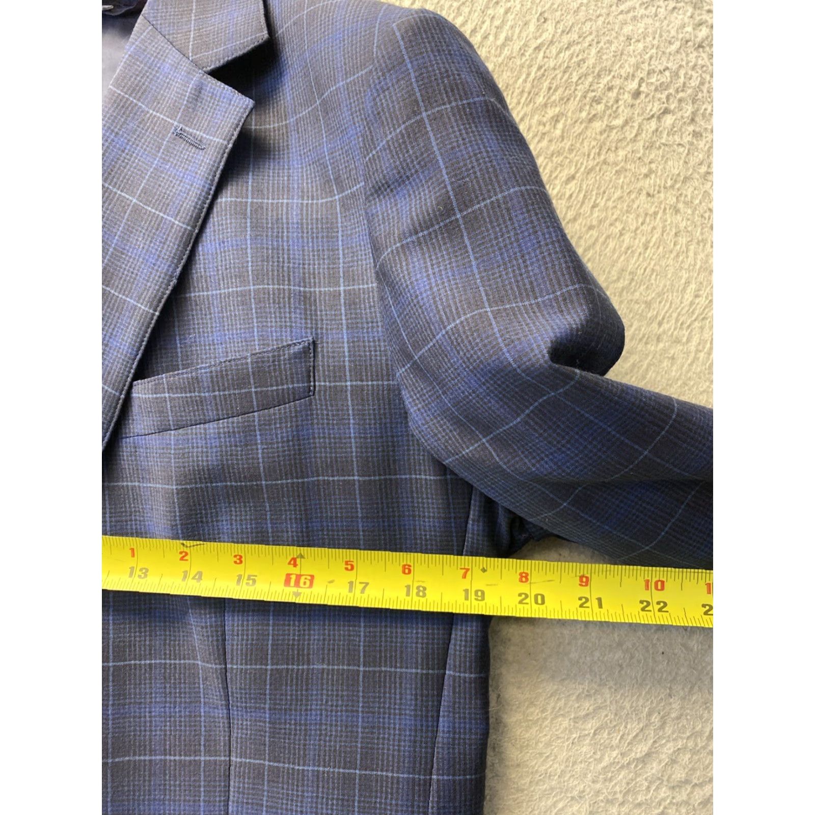 Bonobos Bonobos Men Blazer Slim Fit Windowpane Wool Elastane Navy 40R Business Casual Formal Size 40R - 3 Thumbnail