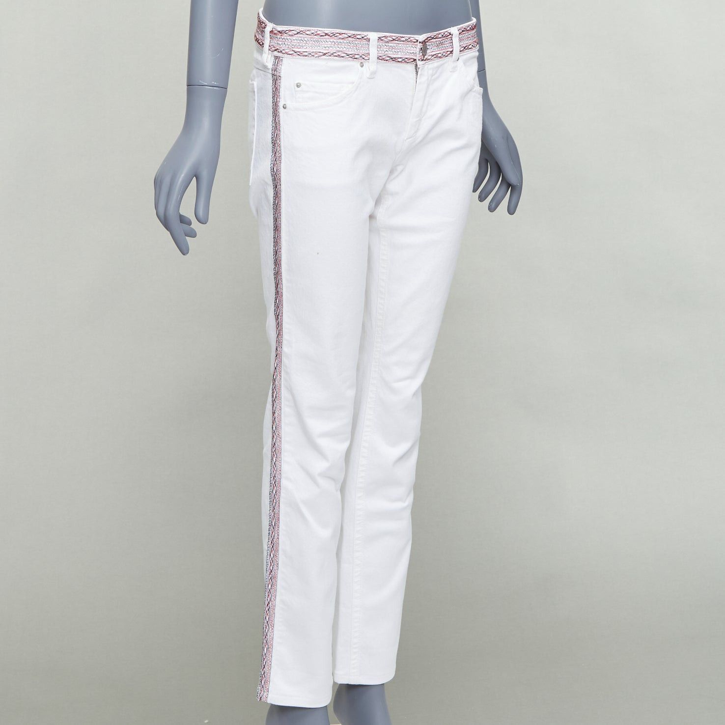 Isabel Marant ISABEL MARANT ETOILE white denim red black stitch detail jeans FR38 M Size 28" / US 6 / IT 42 - 1 Thumbnail