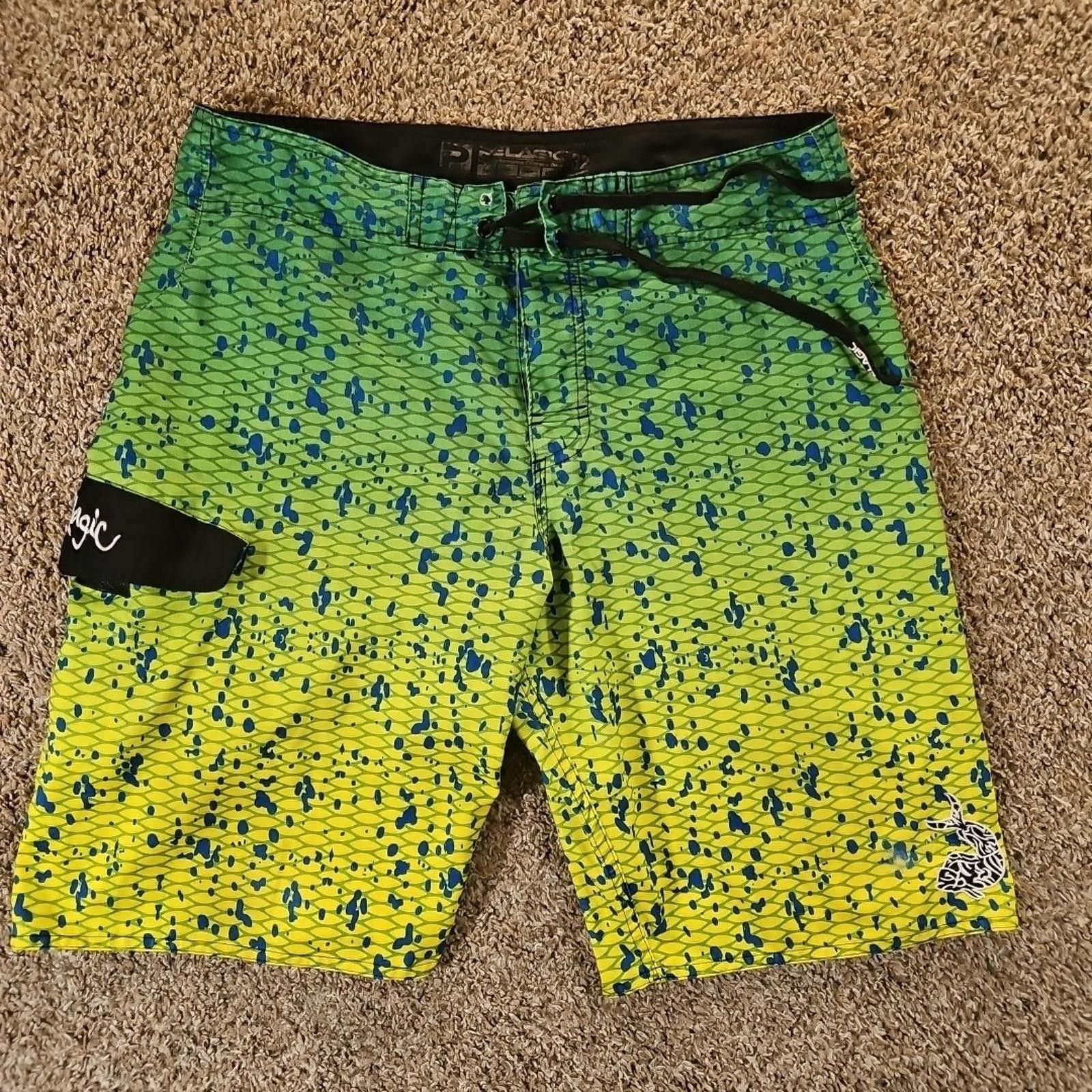 Other Pelagic Board Shorts Mens 32 Green Yellow Mahi Swim Trunks Size US 32 / EU 48 - 1 Thumbnail