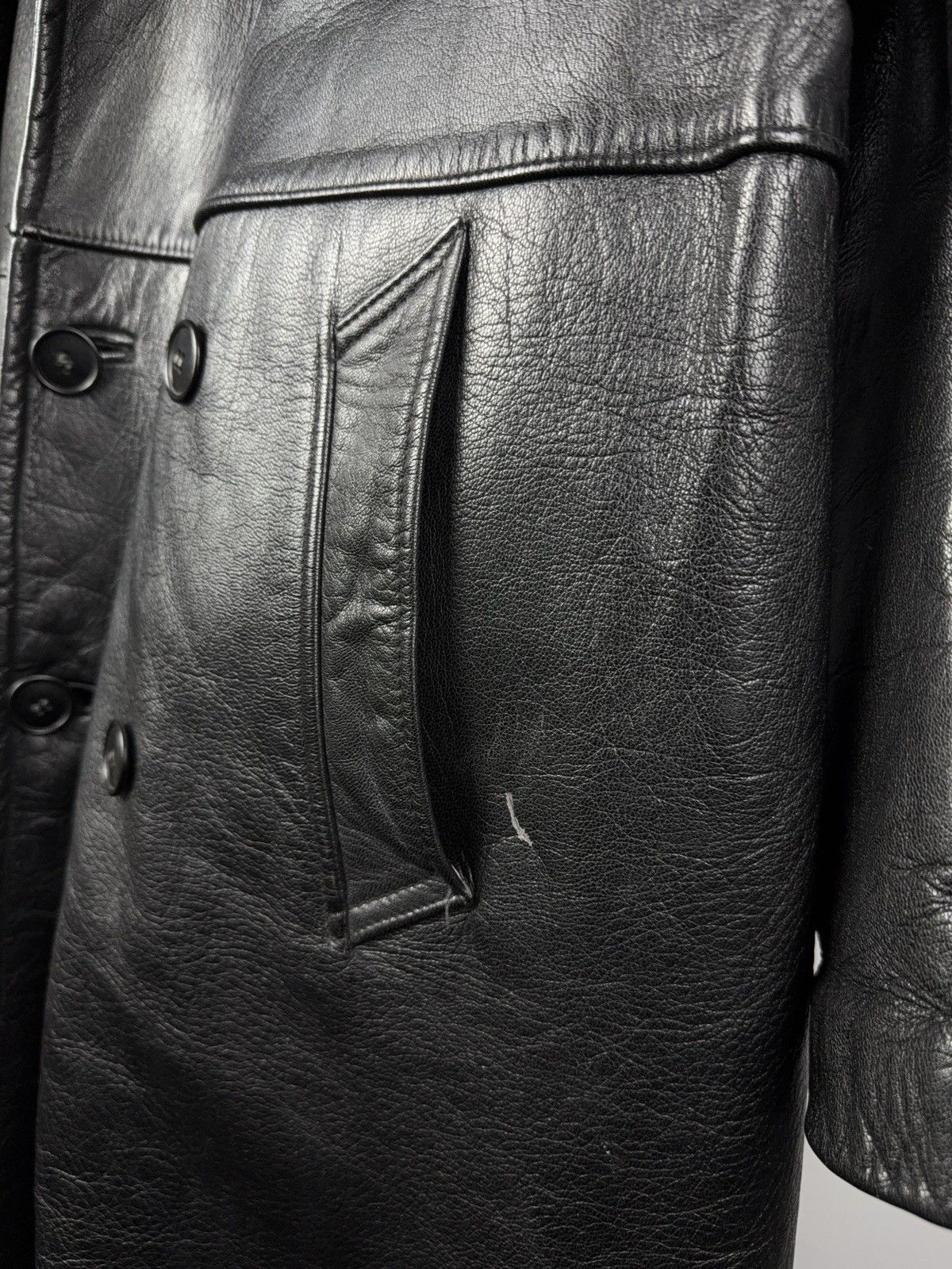 Japanese Brand RARE Avant Garde 90s Opium Archive Heavy Leather Trench Coat Size US L / EU 52-54 / 3 - 7 Thumbnail