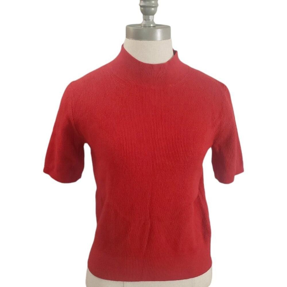 Mango CT1980 Mango MNG Short Sleeved Cropped Ribbed Sweater L Size L / US 10 / IT 46 - 1 Thumbnail
