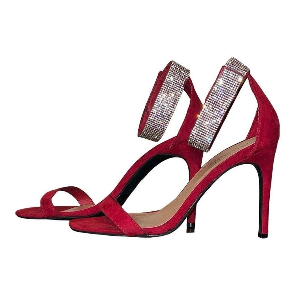 Other Anne Michelle Red Sandal Heels with Sparkly Ankle Strap Size US 9 / IT 39 - 5 Thumbnail
