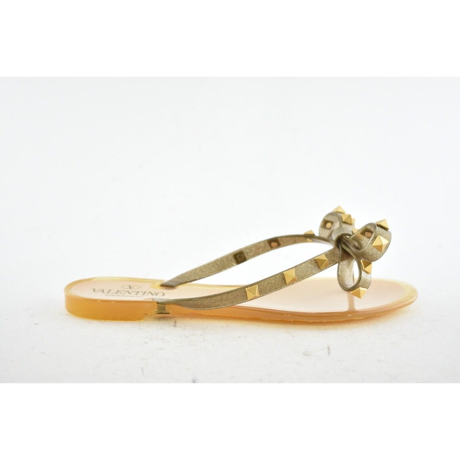 Valentino Valentino Rockstud Jelly Bow Bronze Rubber Thong Flat Slide Size US 5 / IT 35 - 2 Thumbnail