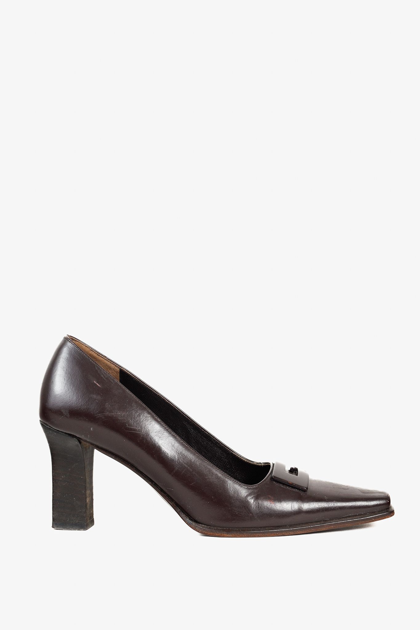 Gucci Gucci by Tom Ford 1990s Big G Chisel Toe Leather Pumps Size US 7 / IT 37 - 2 Thumbnail