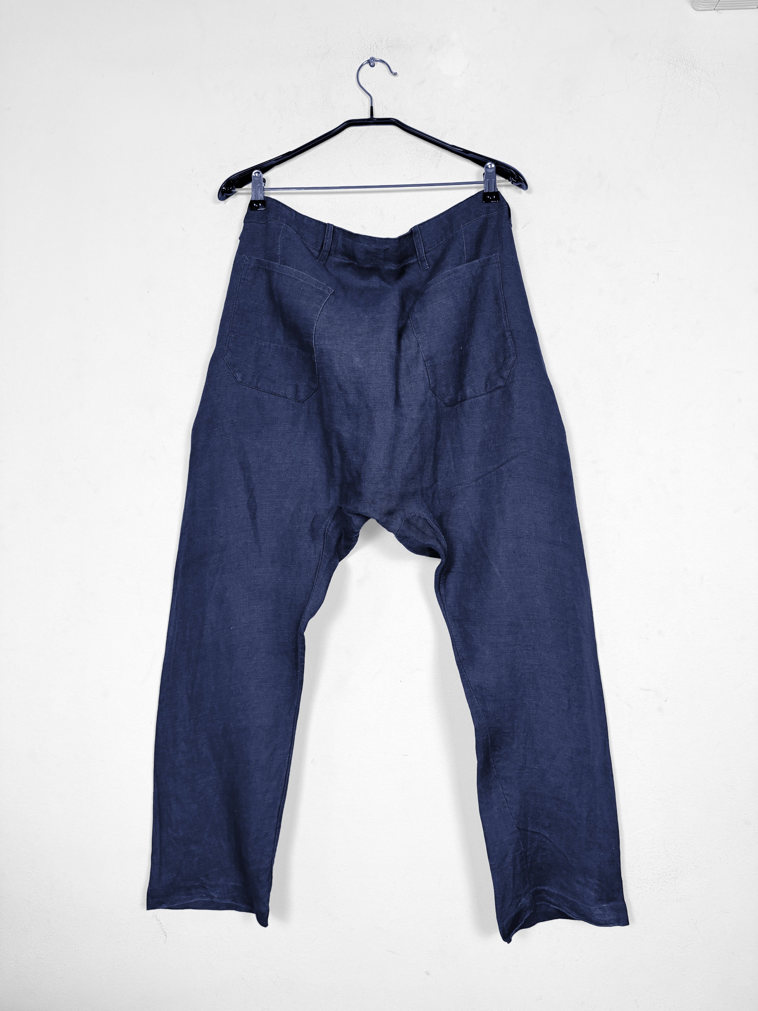 Jan Jan Van Essche Wide-Leg Indigo Linen Drop Crotch Trousers Size US 34 / EU 50 - 2 Thumbnail