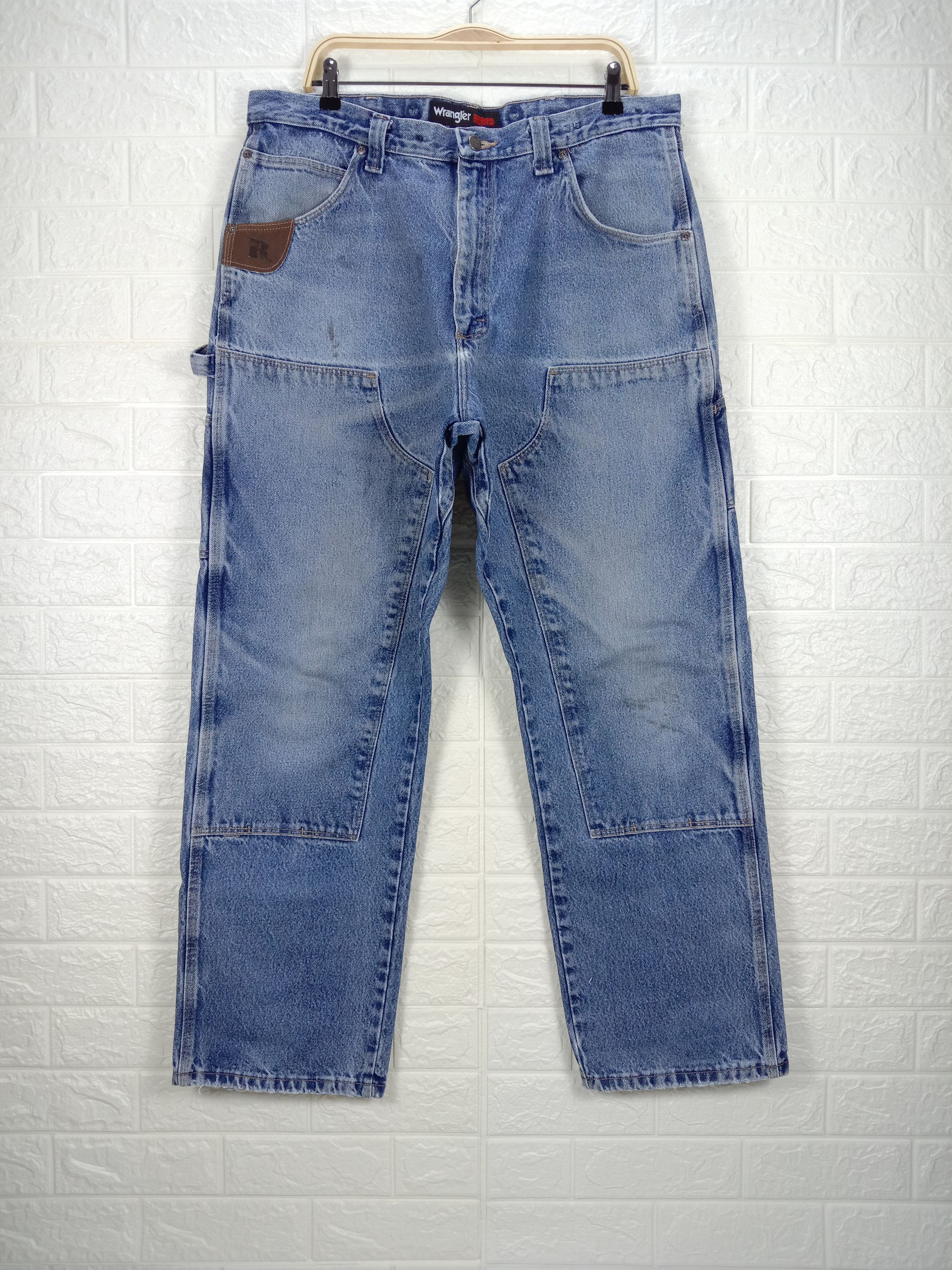 Wrangler Vintage Wrangler Rigg Workwear Faded Blue Double Knee Jeans Size US 37 - 1 Thumbnail
