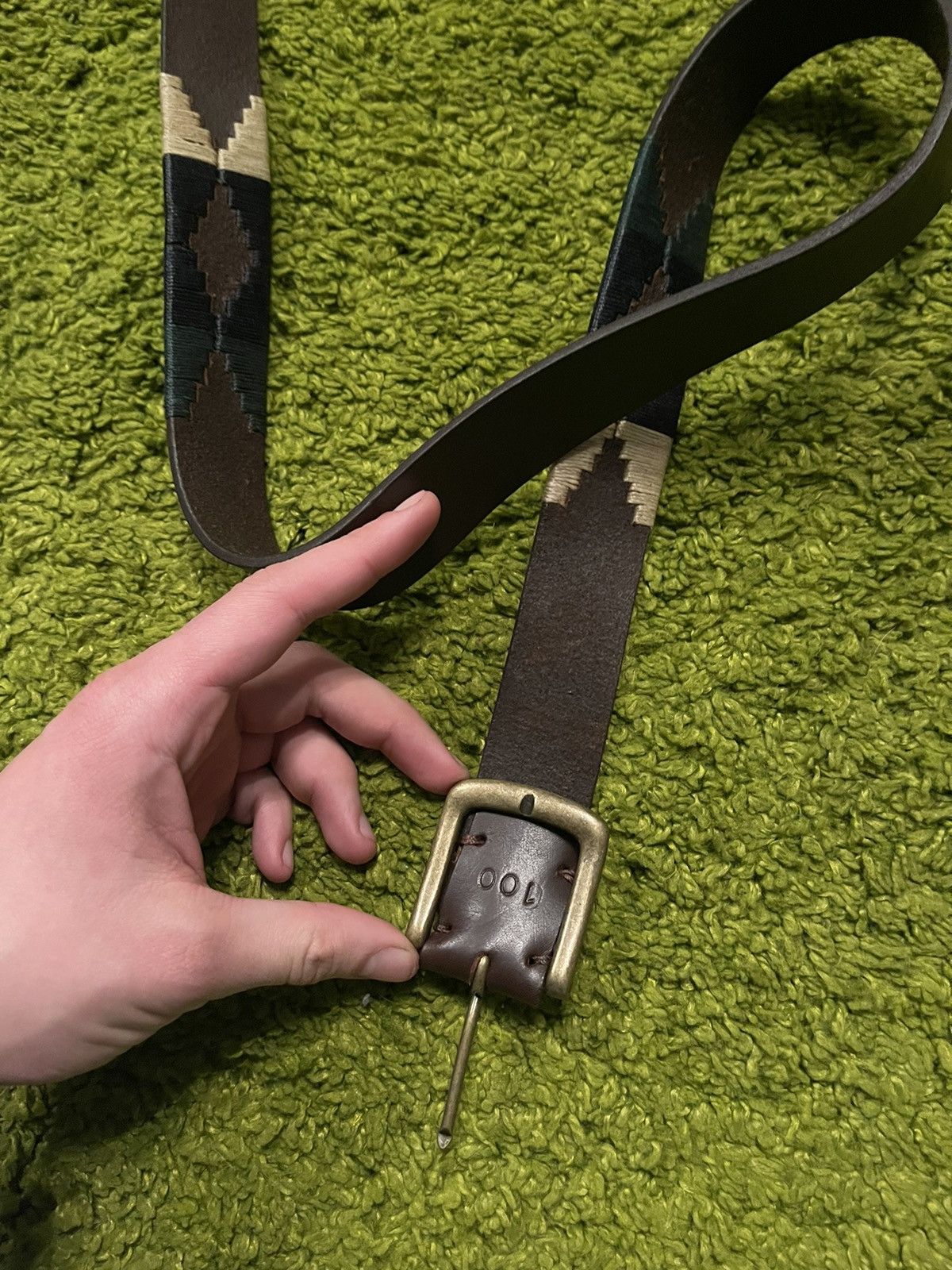Cowboy Equipment × Genuine Leather × Vintage Aztec Navajo native pattern real leather cowboy western belt Size 34 - 5 Thumbnail