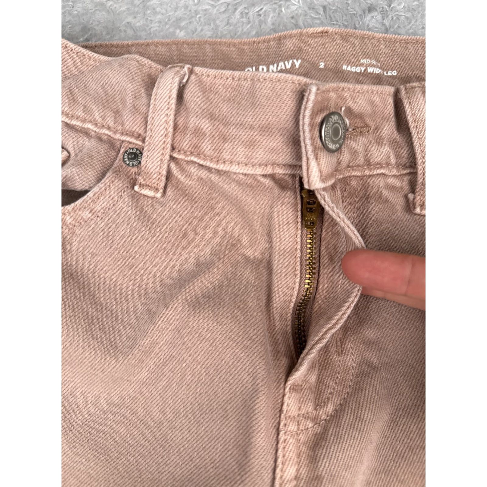 Old Navy Old Navy Jeans Womens 2 Pink Baggy Wide Leg Mid Rise Cotton Lyocell Blend 28x28 Size 26" / US 2 / IT 38 - 5 Thumbnail