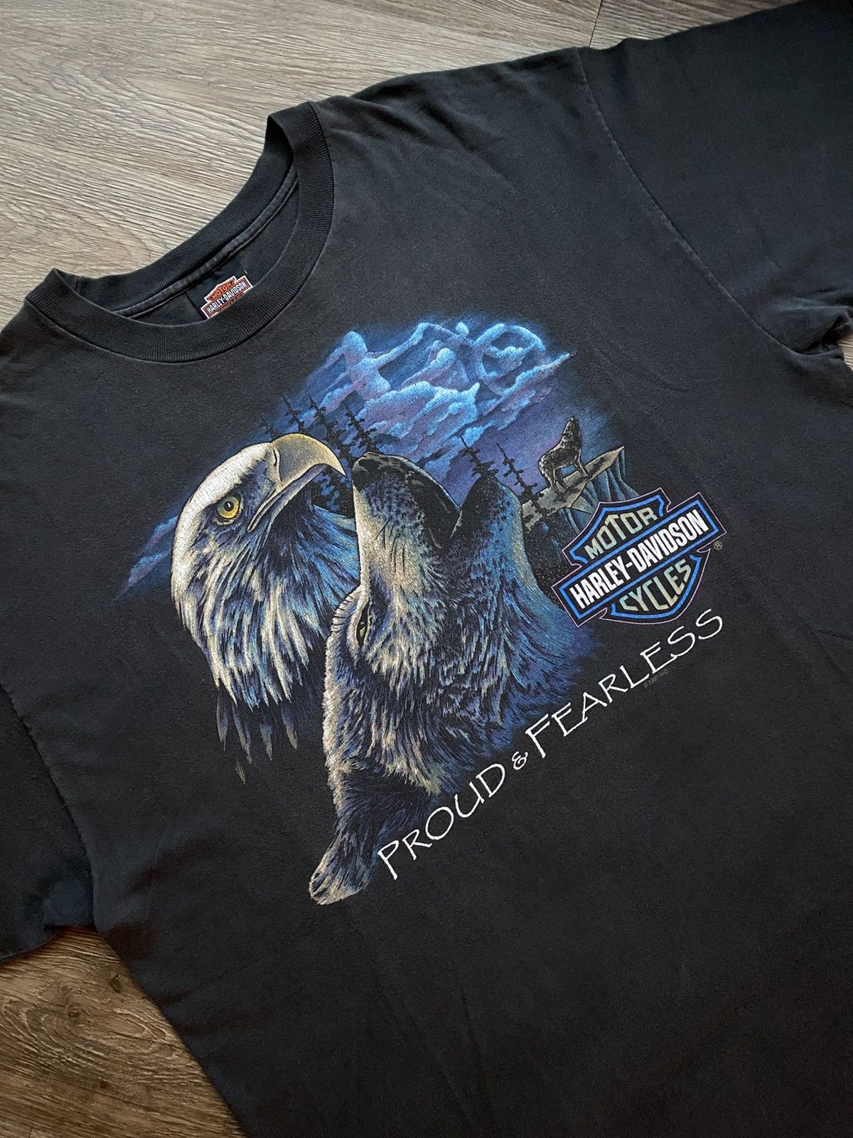 Harley Davidson Vintage 90s Harley Davidson eagle & wolf tshirt Size US XL / EU 56 / 4 - 3 Thumbnail