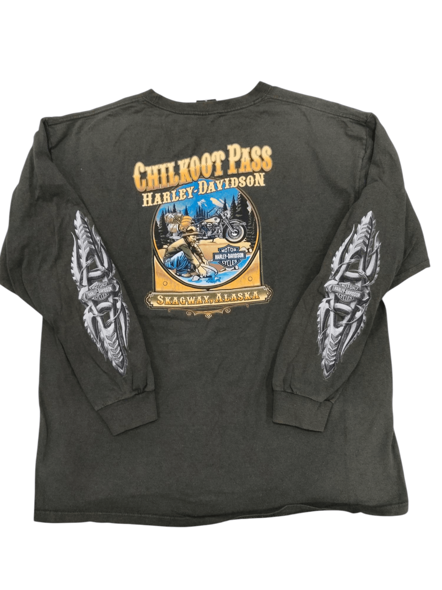 Cowboy Equipment × Harley Davidson × Vintage Vintage 90s Harley Davidson Skagway Alaska LSleeve T-Shirt Size US XL / EU 56 / 4 - 1 Thumbnail