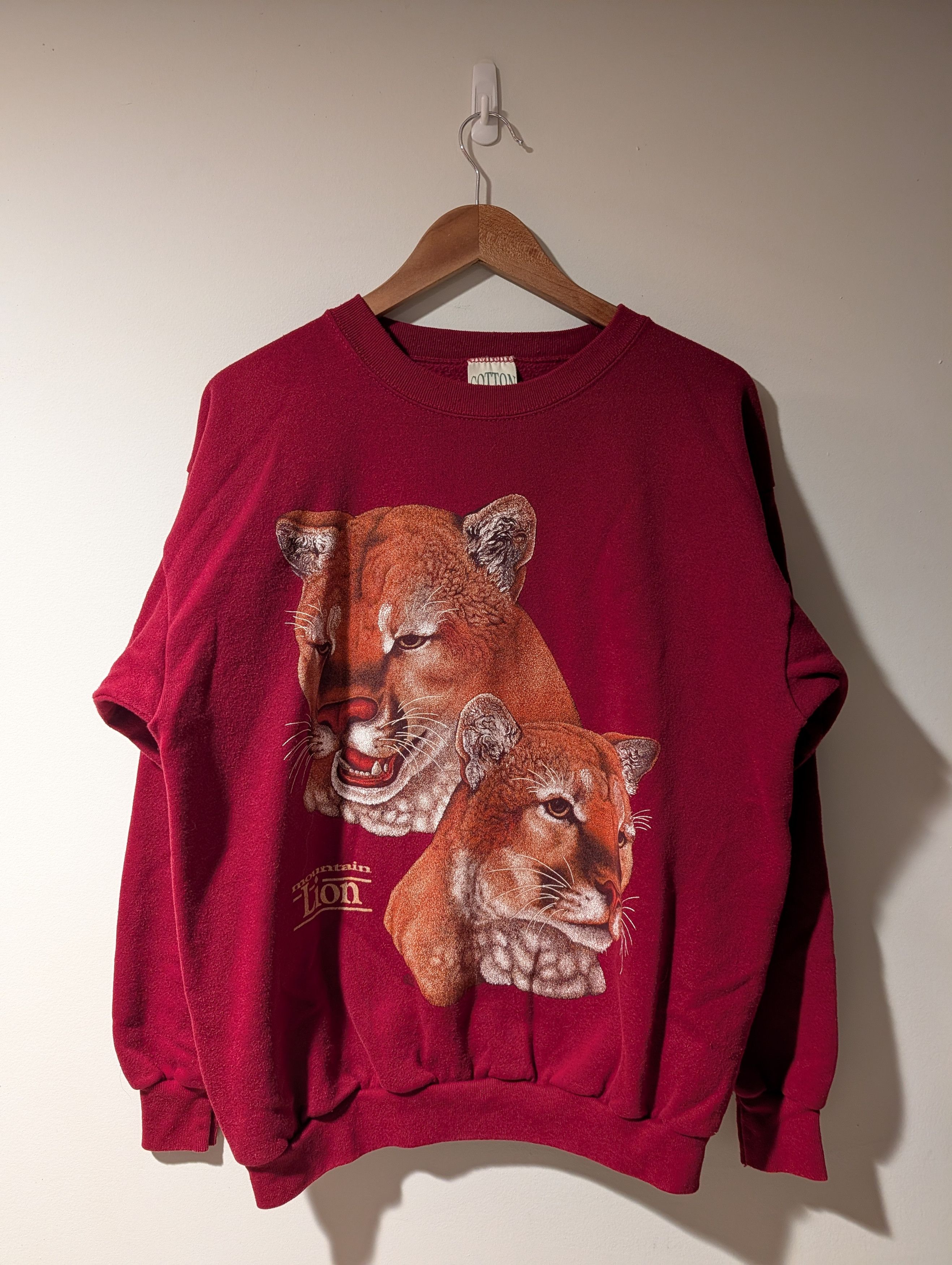 Vintage Vintage 90s Mountain Lion Animal Nature Wildlife Sweatshirt Size US L / EU 52-54 / 3 - 1 Thumbnail