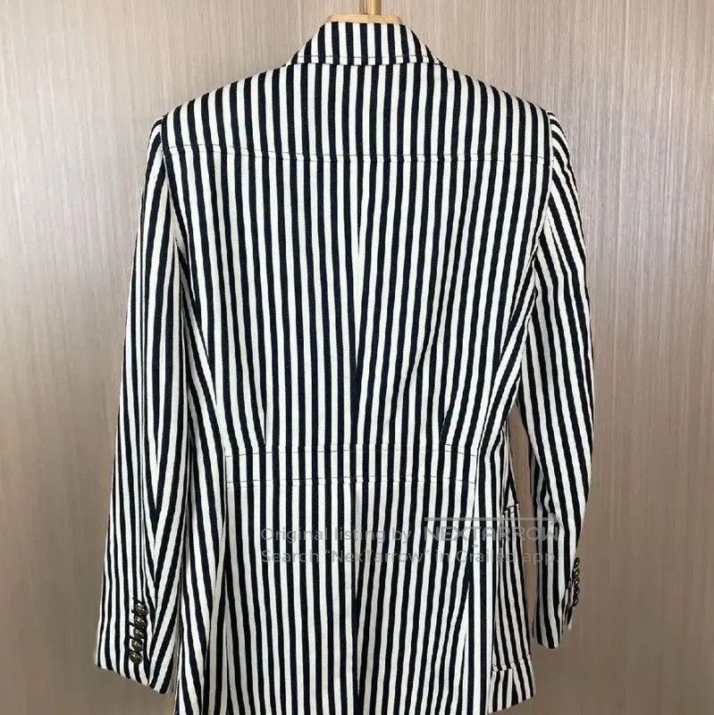 Yves Saint Laurent YSL Striped Cotton Blazer for Women . Size L / US 10 / IT 46 - 2 Thumbnail