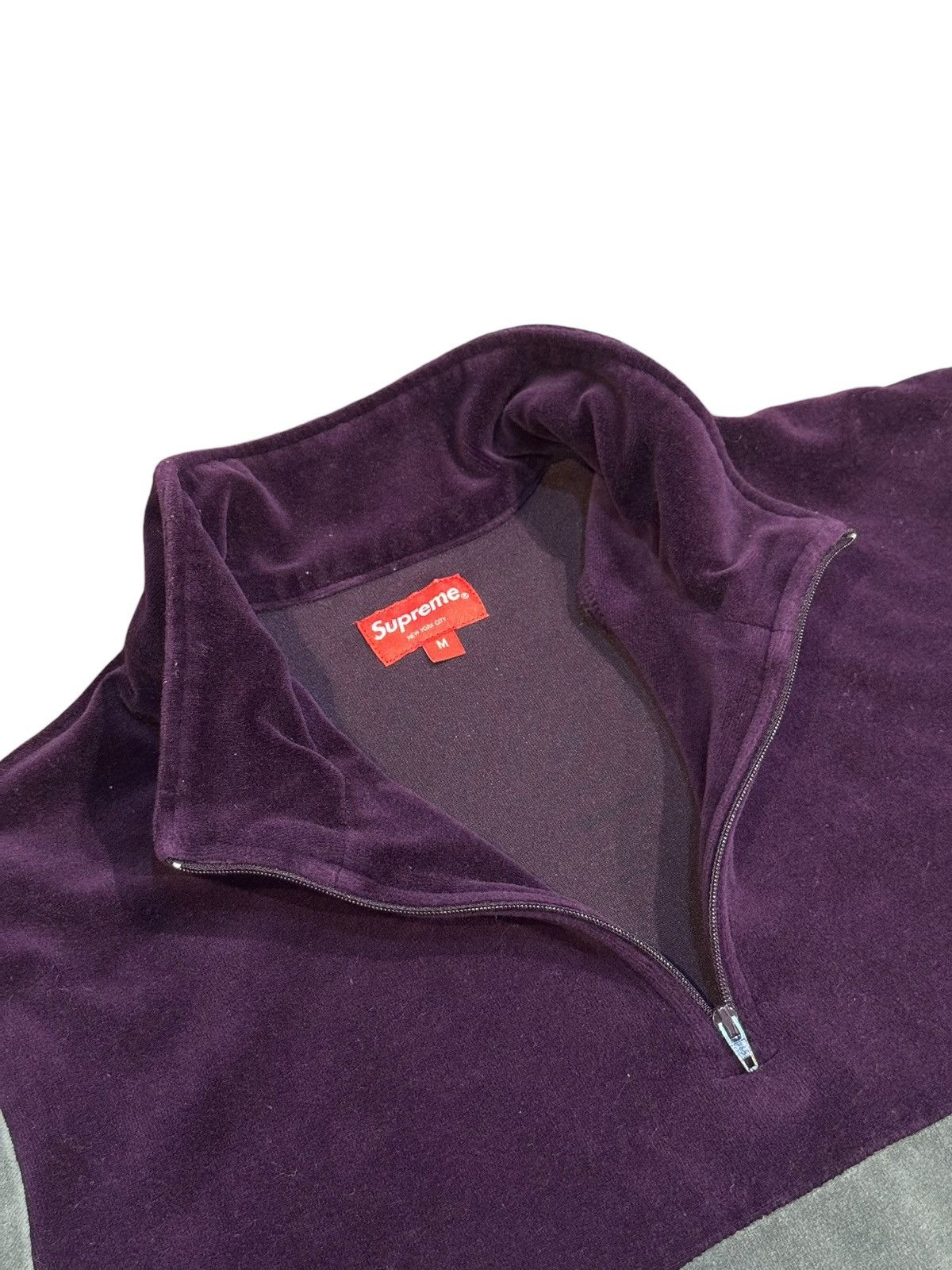 Supreme Supreme Velour Half Zip Pullover Purple Medium 2017 Size US M / EU 48-50 / 2 - 4 Thumbnail