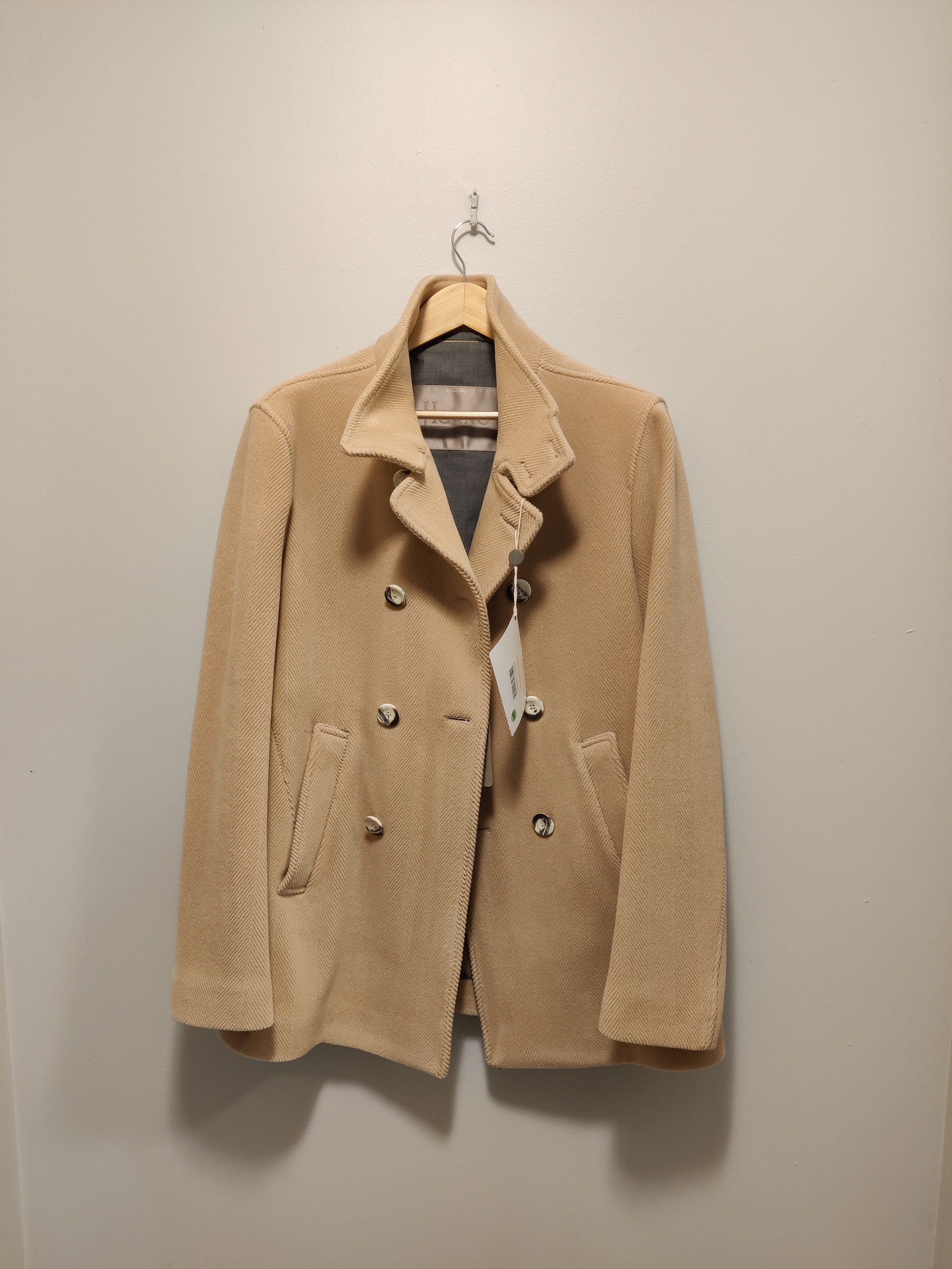 Herno Herno Beige Herringbone Wool Coat - NWT Size US L / EU 52-54 / 3 - 1 Thumbnail
