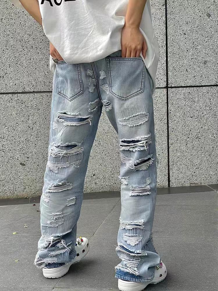 Japanese Brand × Jean Street hip-hop ripped patch baggy jeans Size US 34 / EU 50 - 3 Thumbnail