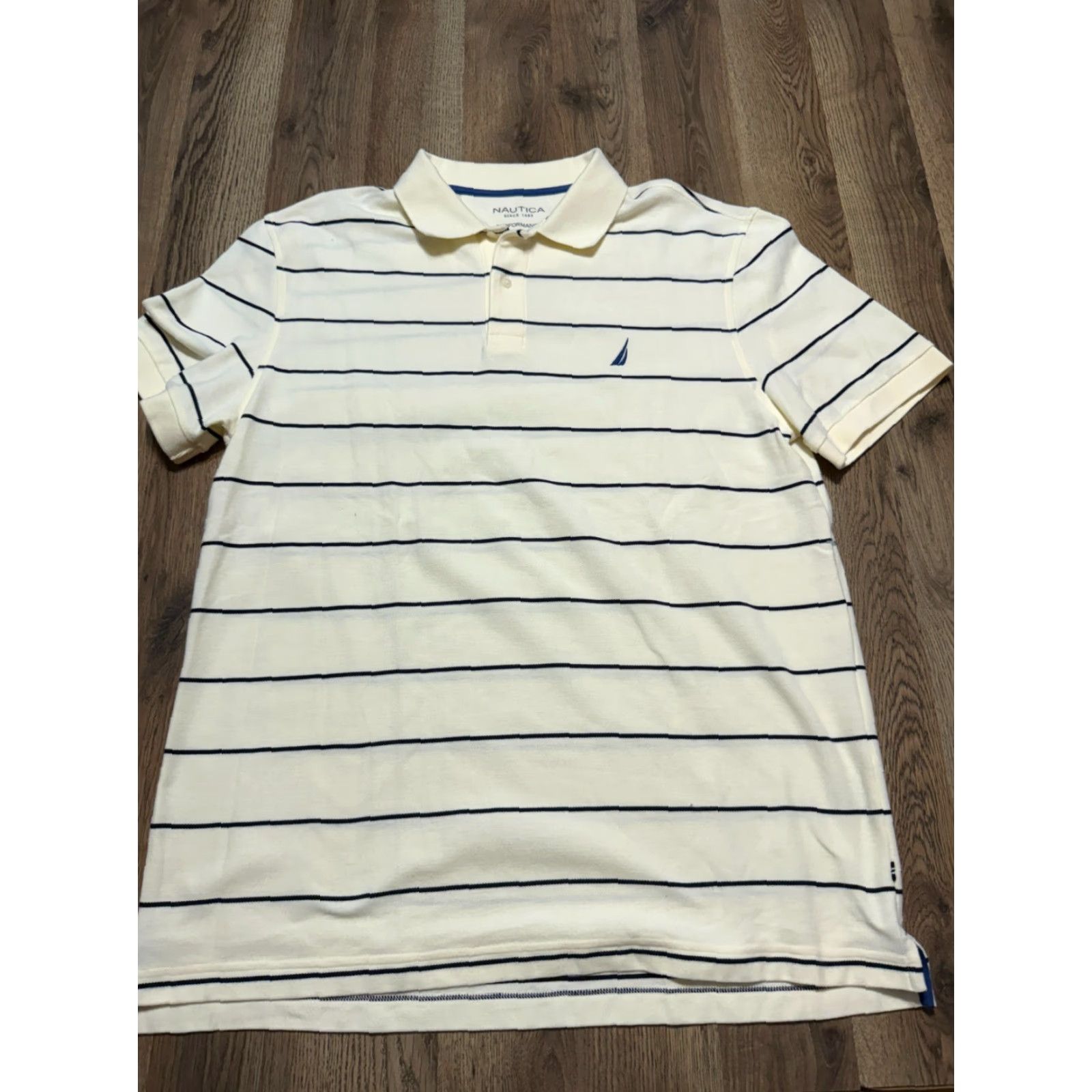 Nautica Nautica Shirts Men's XL White Polo Performance Deck Striped Classic Fit Size US XL / EU 56 / 4 - 2 Thumbnail