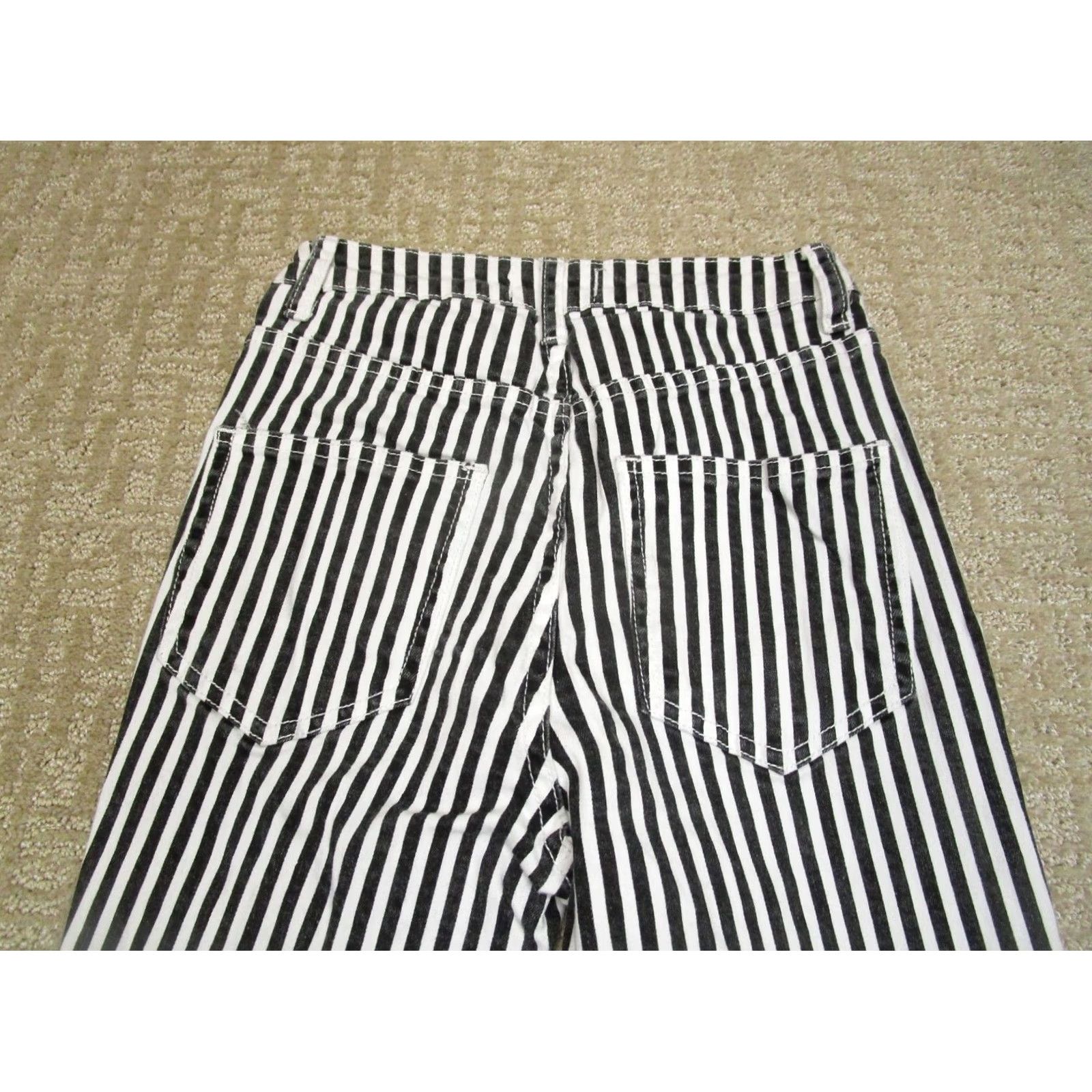 Paige Paige Jeans Women Bell Bottom Flared High Rise Black Pinstripe 5-Pocket Denim XS-S/Small Regular Rise Bellbottoms Womens Jeans Size 28" / US 6 / IT 42 - 4 Thumbnail