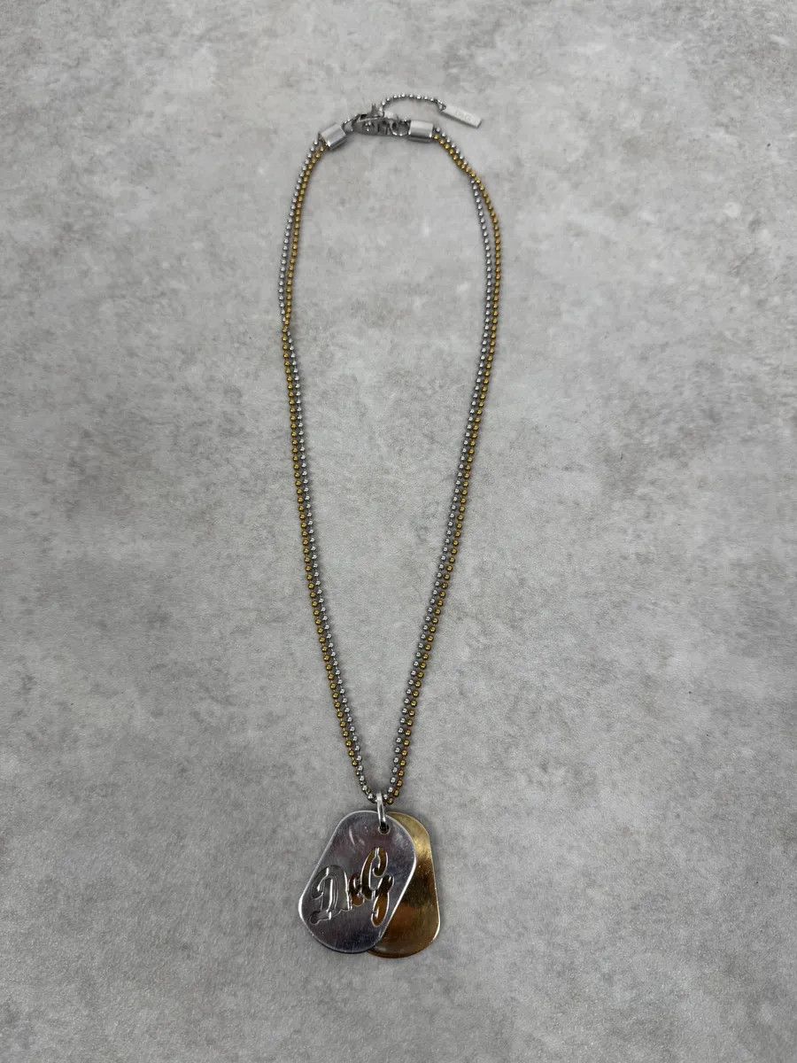 Dolce & Gabbana 2000s Dolce & Gabbana Golden & Silver Dog Tag Necklace Size ONE SIZE - 1 Thumbnail