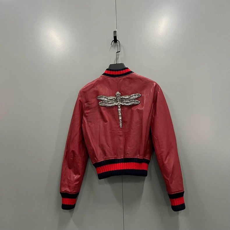 Gucci Gucci Rhinestone bamboo dragonfly embroidered leather jacke Size US S / EU 44-46 / 1 - 3 Thumbnail