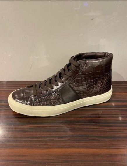 image of Tom Ford O1W1Db10124 Hi-Top Sneakers In Brown/white, Men's