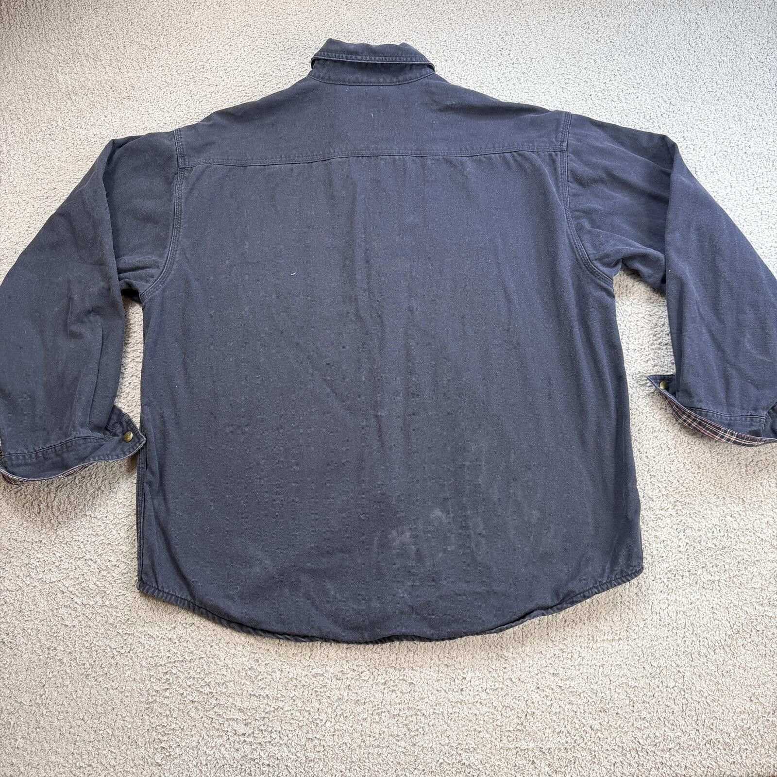Carhartt Carhartt Lined Work Shirt Jacket XL Blue Canvas Snap Button Size US XL / EU 56 / 4 - 2 Thumbnail