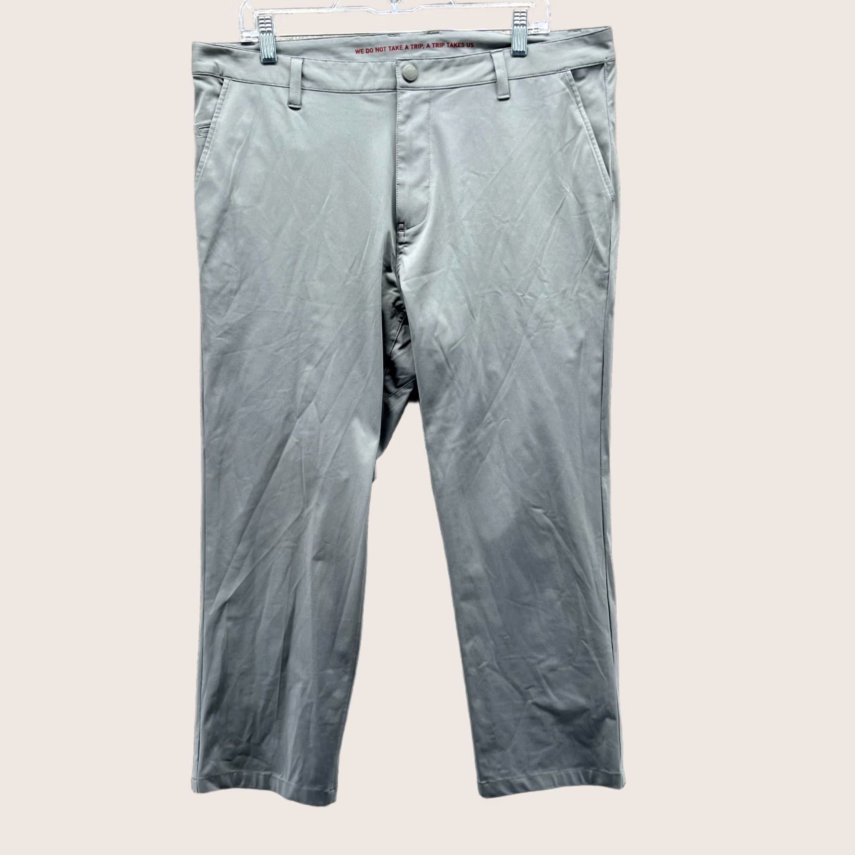 Rhone Rhone Pants Mens 36 Gray Chino Flat Front Stretch Polyester Golf Slacks Size US 36 / EU 52 - 1 Thumbnail