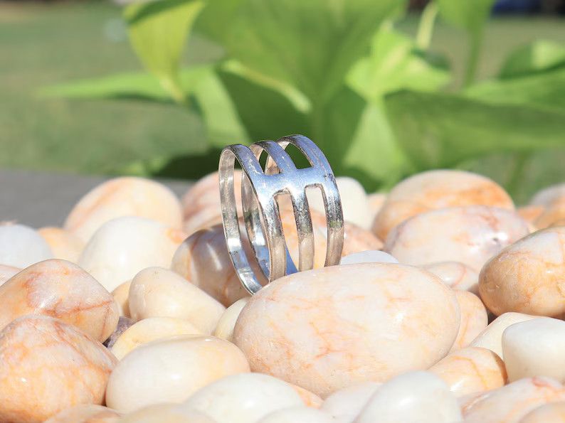 Handmade Triple Band Ring, Handmade Sterling Silver Promise Jewelry, Size ONE SIZE - 1 Thumbnail