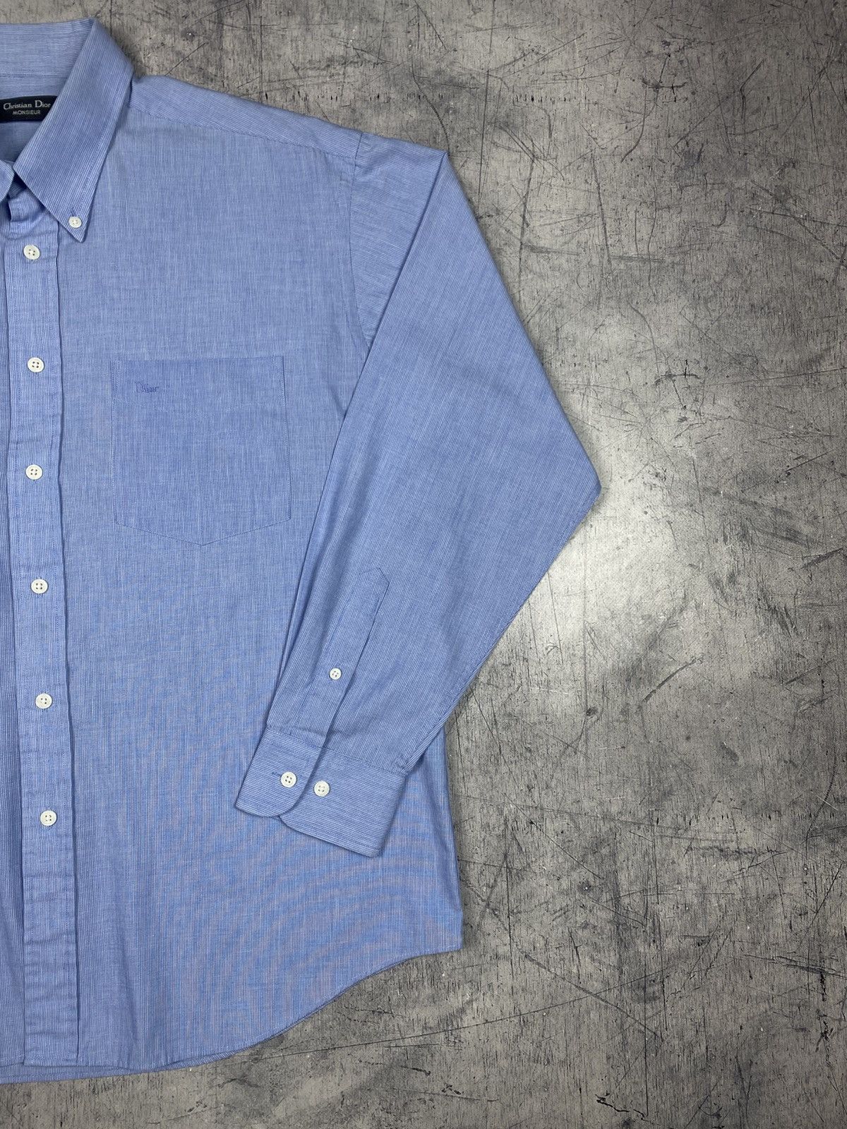 Dior Christian Dior Monsieur Blue Button Down Shirt Size 17 XL Size US XL / EU 56 / 4 - 4 Thumbnail