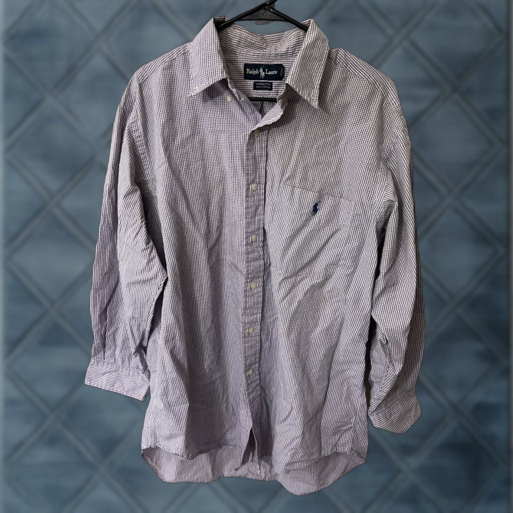 Ralph Lauren Ralph Lauren Shirt Men’s 16.5 Purple Check Button-Down Classic Fit Cotton Yarmouth 90s Style Mens Size US L / EU 52-54 / 3 - 1 Thumbnail