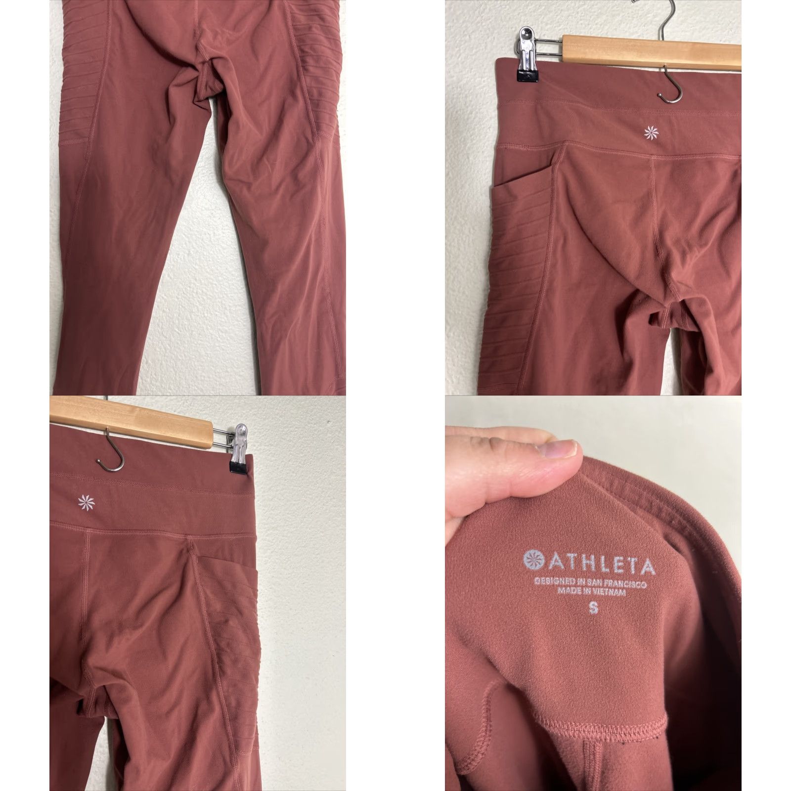 Athleta Athleta Women's S Leggings Moto Tight Stash Pocket Powervita Red Rust Ankle Activewear Women Cgas? Size 28" / US 6 / IT 42 - 8 Thumbnail