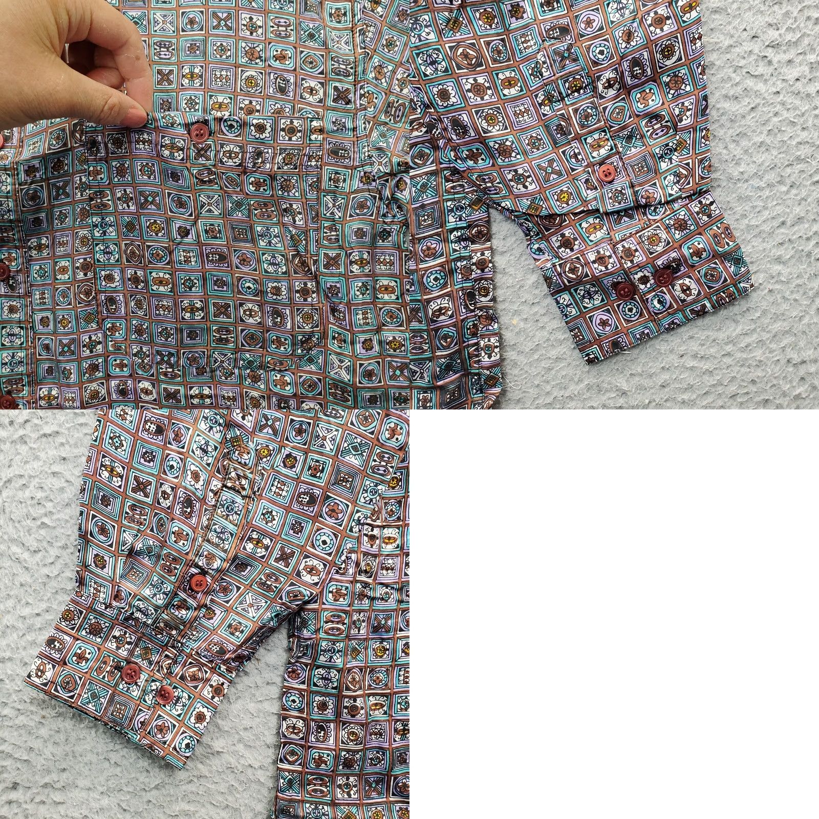 Oleg Cassini Oleg Cassini Shirt Mens Small Multicolor Mosaic Pattern Pocket Collared Button Down Size US S / EU 44-46 / 1 - 8 Thumbnail