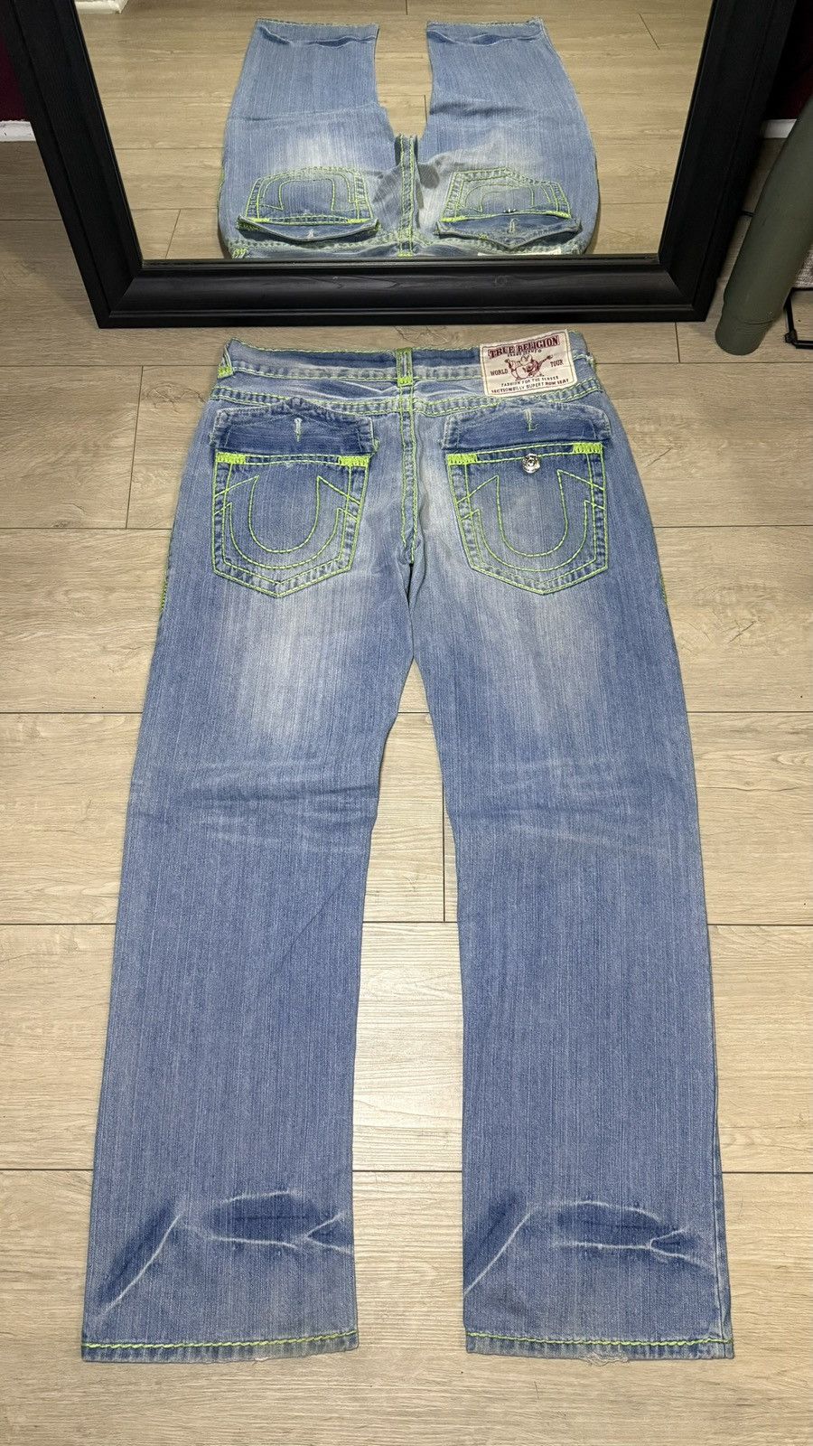 True Religion Y2K 2000s True Religion Billy SuperT 38 x 30 Acid Wash Denim Size US 38 / EU 54 - 1 Thumbnail