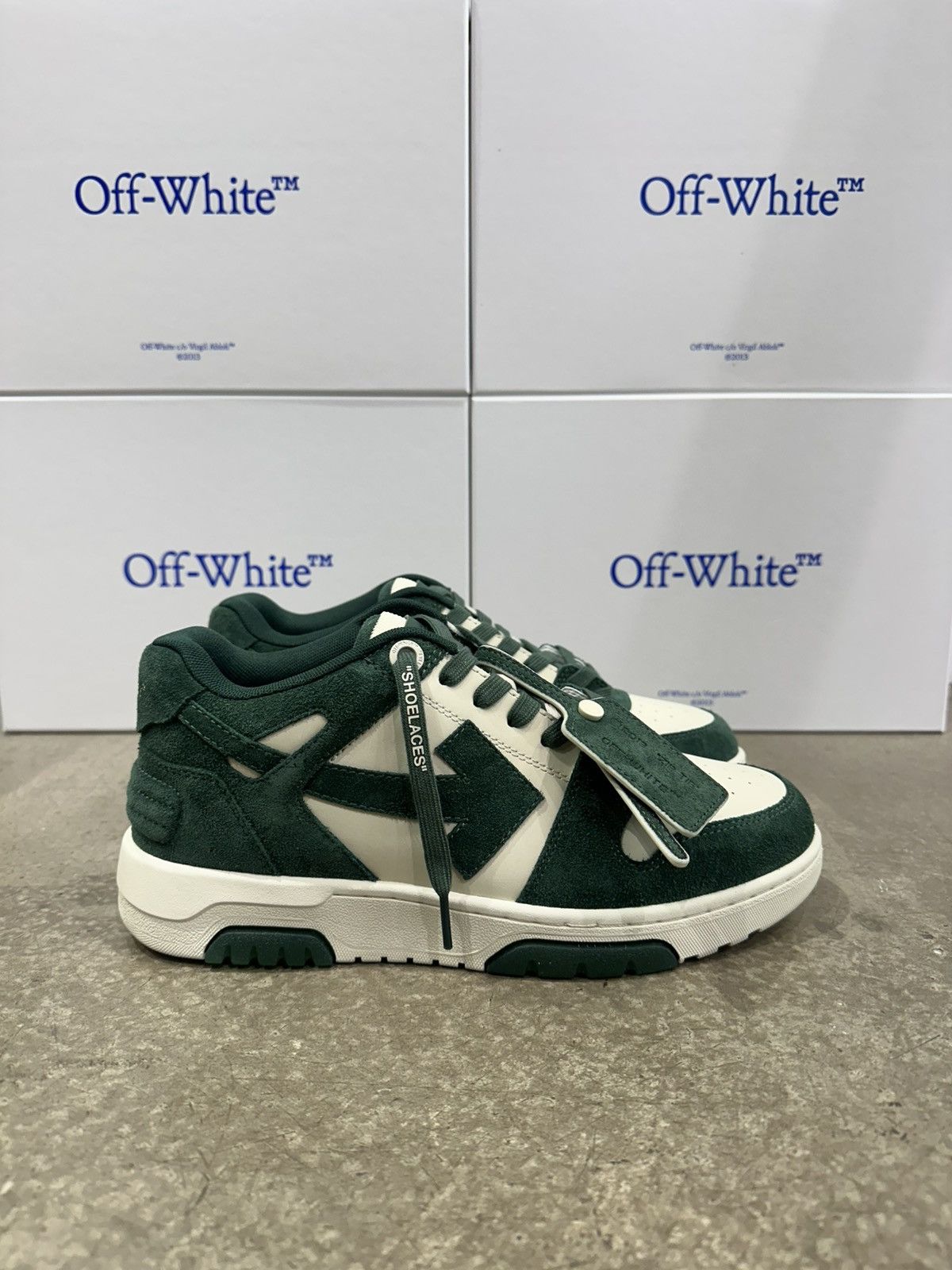 OFF-WHITE - Out of Office Suede Jet Green Ecru Sneakers
