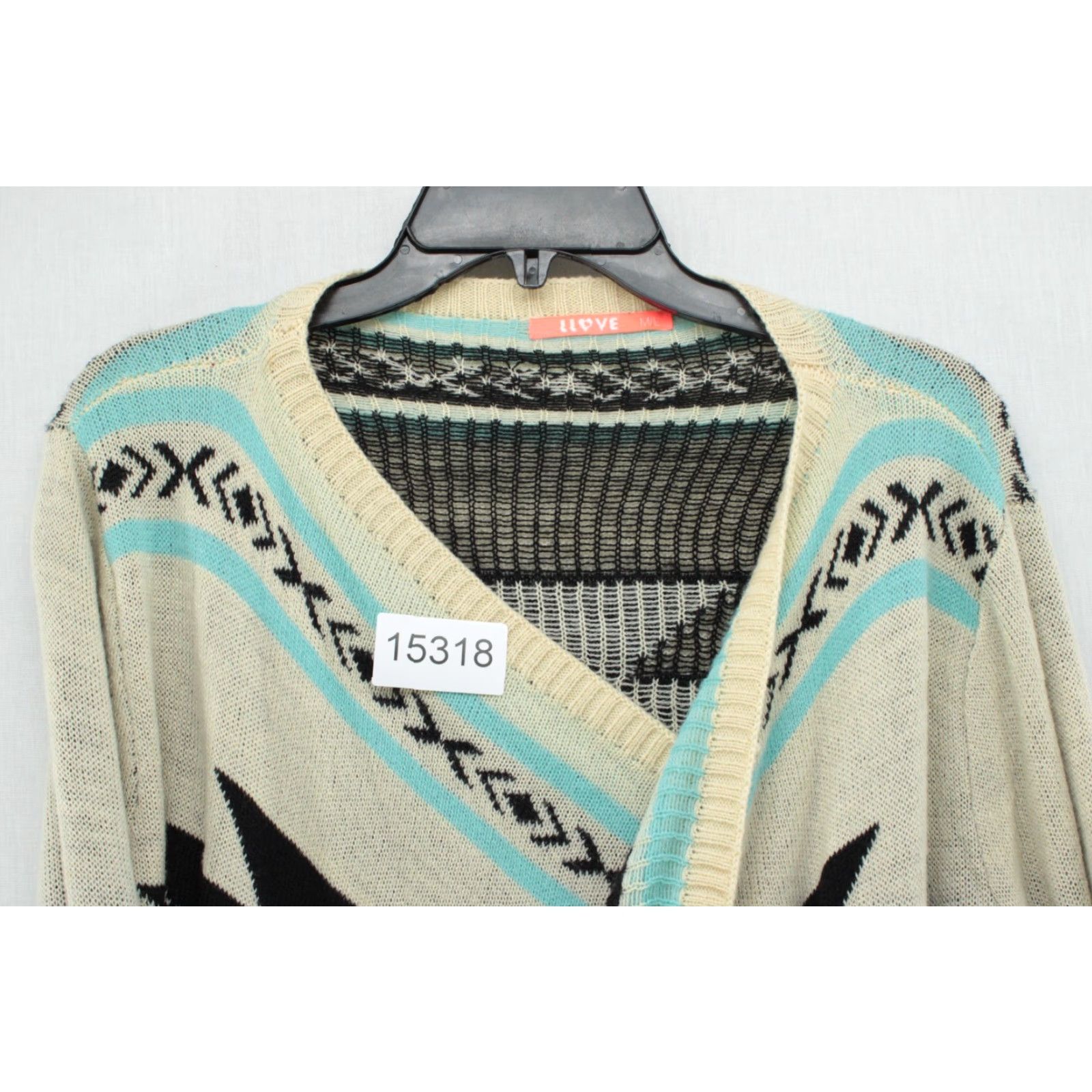 Native L Love Cardigan Women M/L Beige Aztec Native Open Front Wrap Size M / US 6-8 / IT 42-44 - 6 Thumbnail