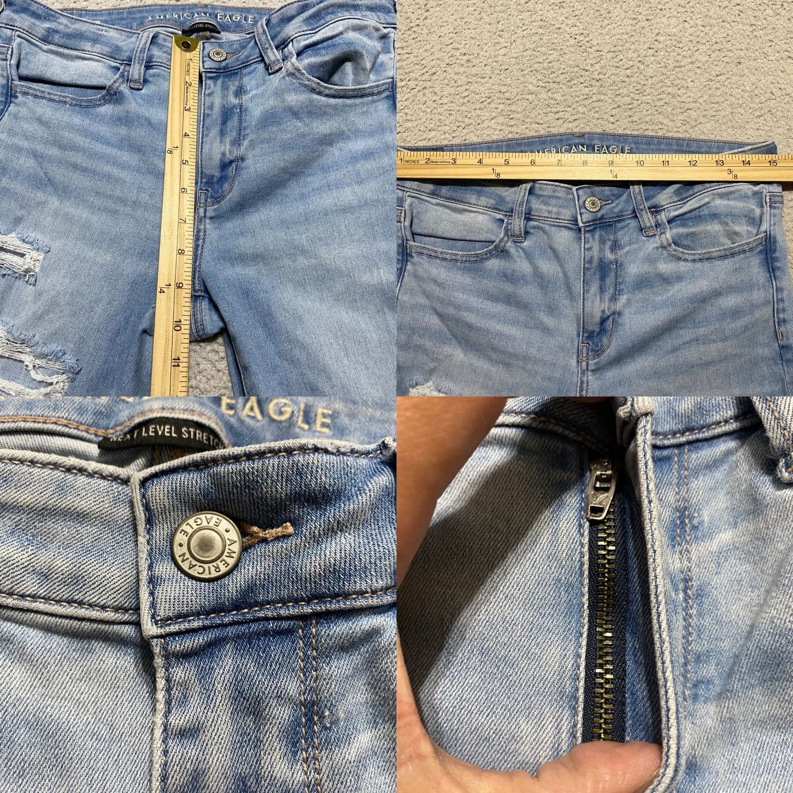 American Eagle Outfitters American Eagle Outfitters Jeans Blue Distressed Jegging 8 Medium Wash Women's Slight Rise 5-Pocket Denim Baggy Adult Womens Size 30" / US 8 / IT 44 - 8 Thumbnail